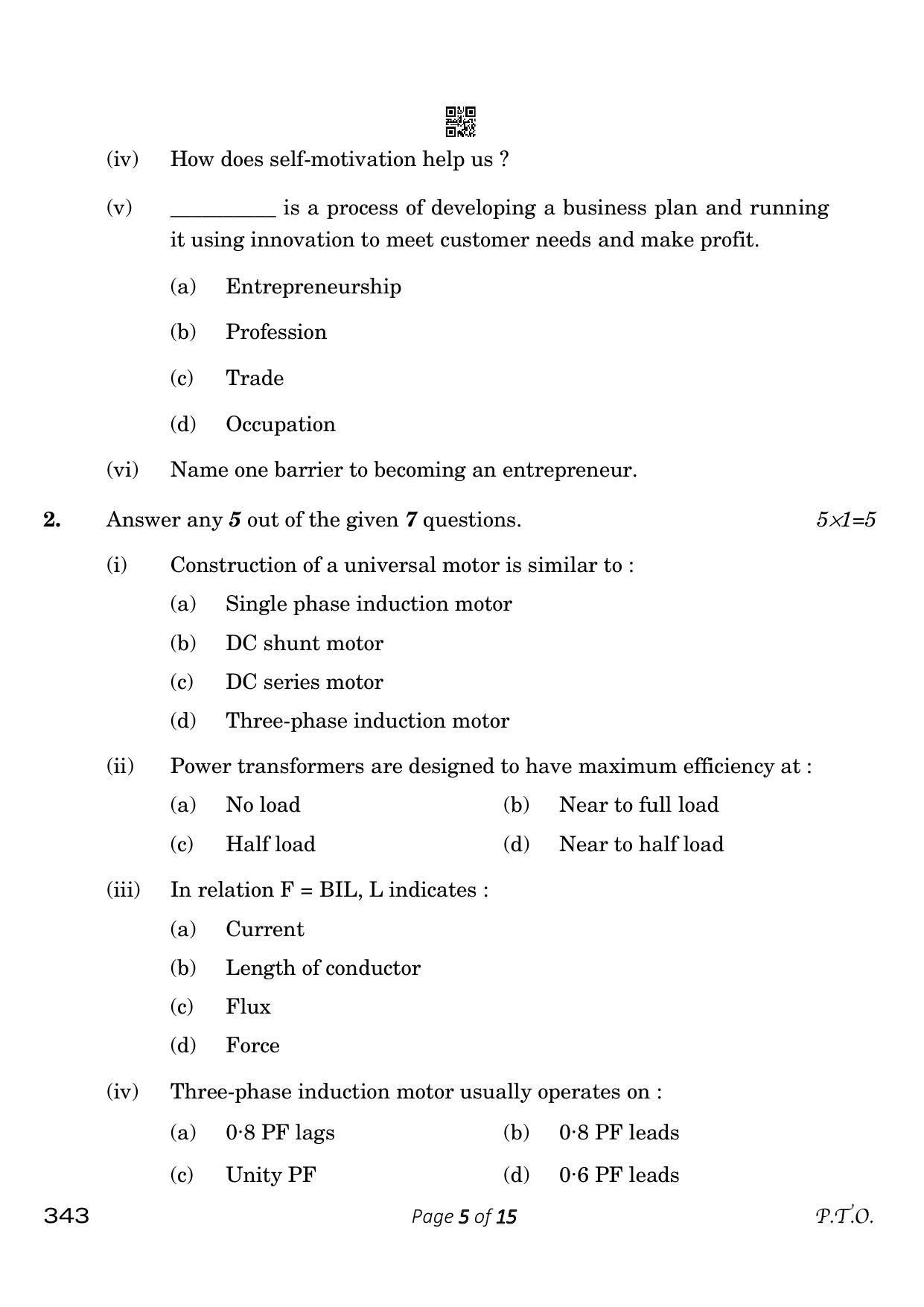 CBSE Class 12 343_Electrical Technology 2023 Question Paper - Page 5