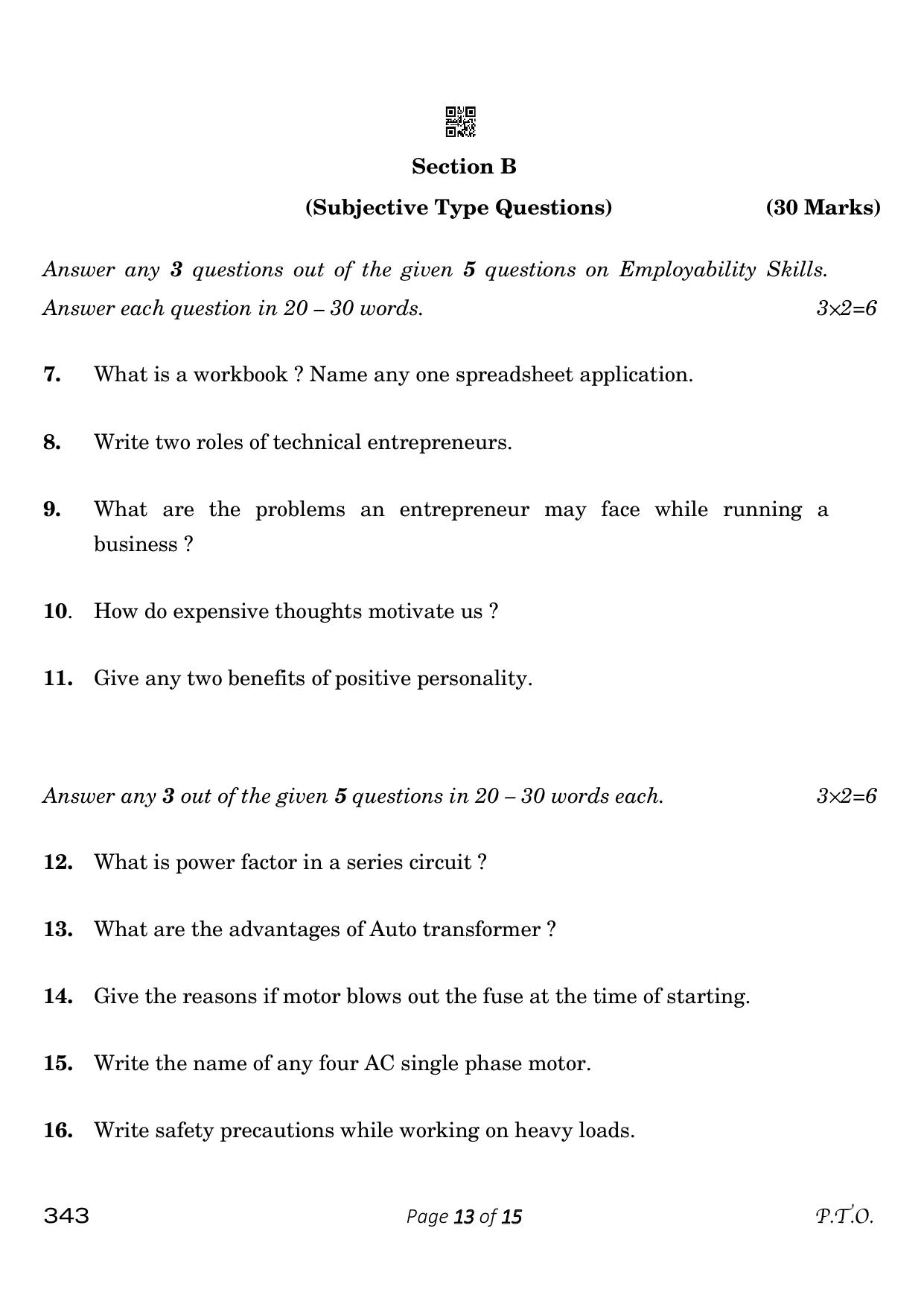 CBSE Class 12 343_Electrical Technology 2023 Question Paper - Page 13