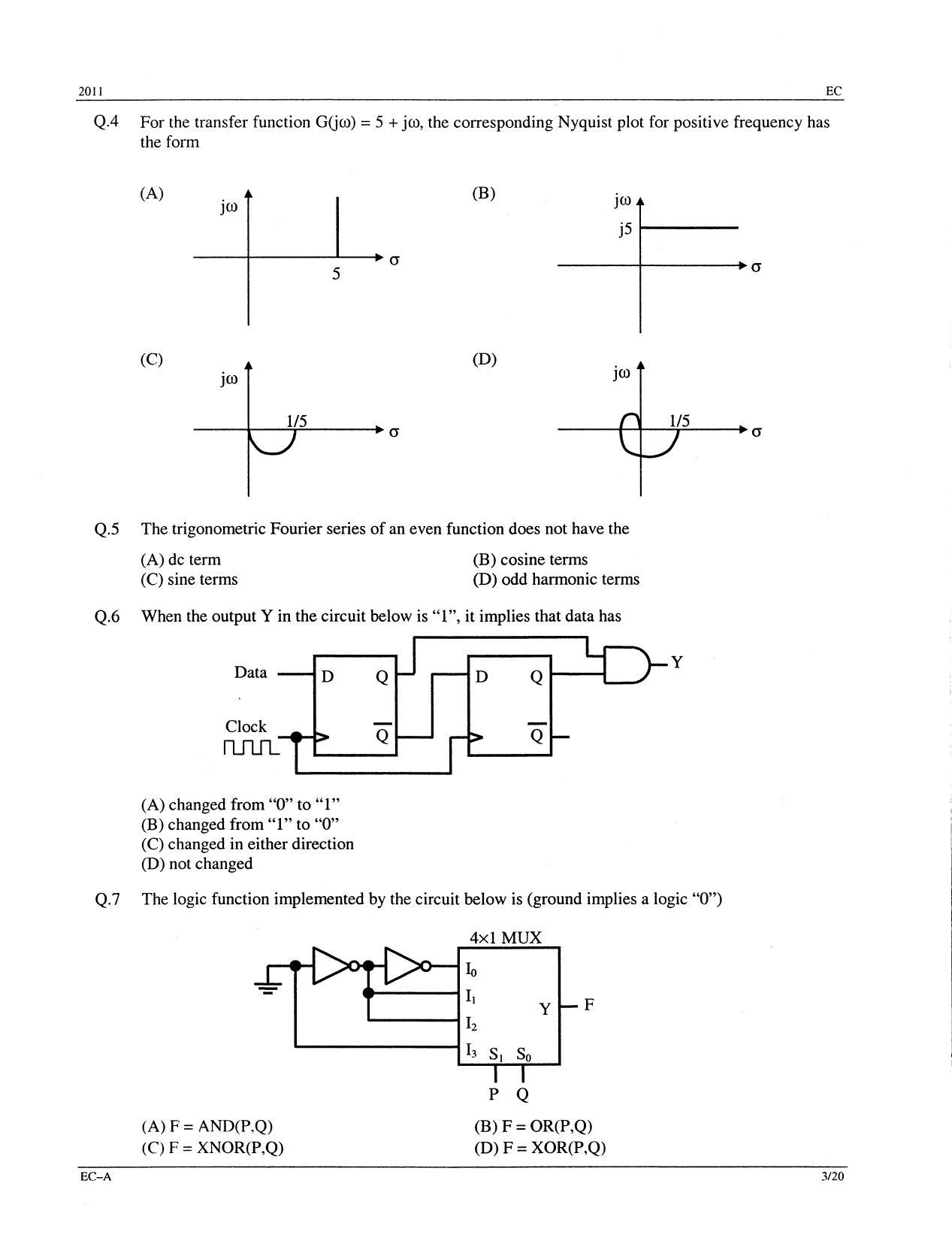 GATE 2011 Electronics and Communication Engineering (EC) Question Paper with Answer Key - Page 3