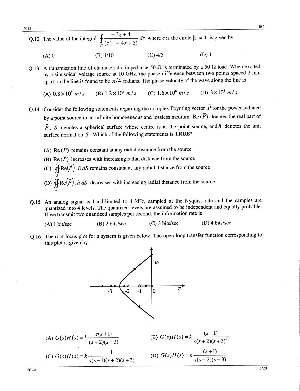 GATE 2011 Electronics and Communication Engineering (EC) Question Paper with Answer Key - Page 5