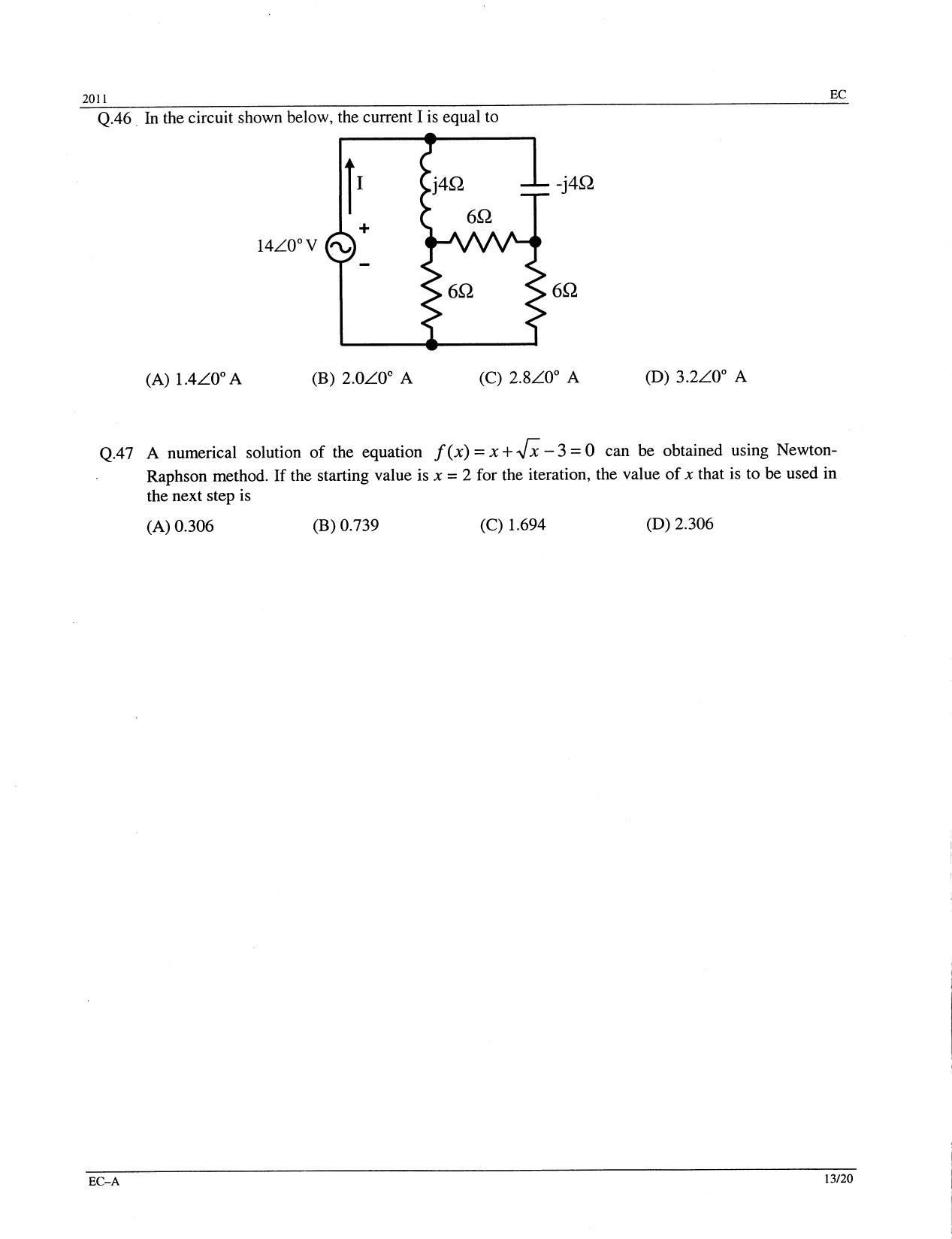 GATE 2011 Electronics and Communication Engineering (EC) Question Paper with Answer Key - Page 13