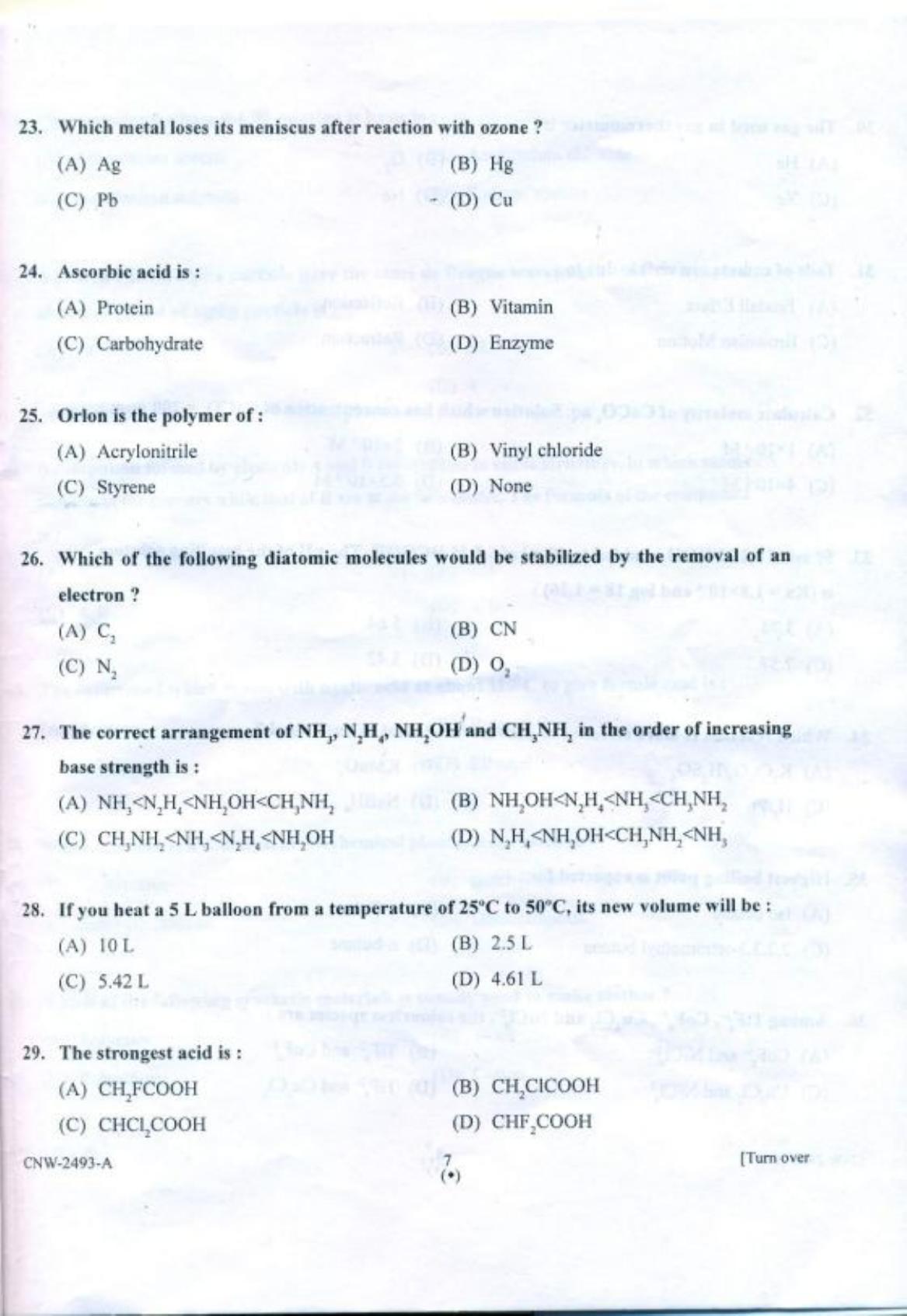 PU CET PG 2018 M.Sc.(Industrial Chemistry) Question Paper - Page 6