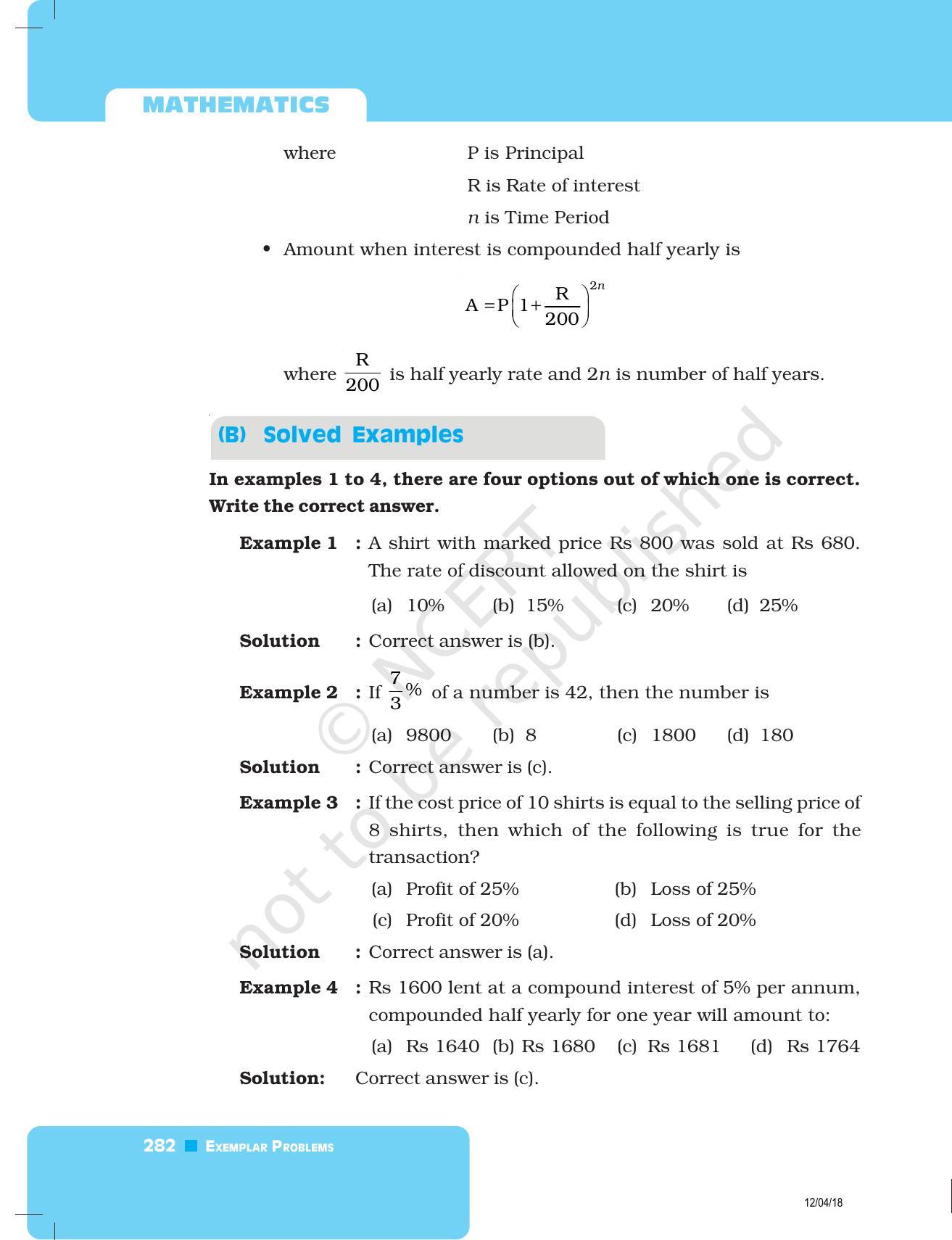 NCERT Exemplar Book for Class 8 Maths: Chapter 9- Comparing Quantities - Page 2