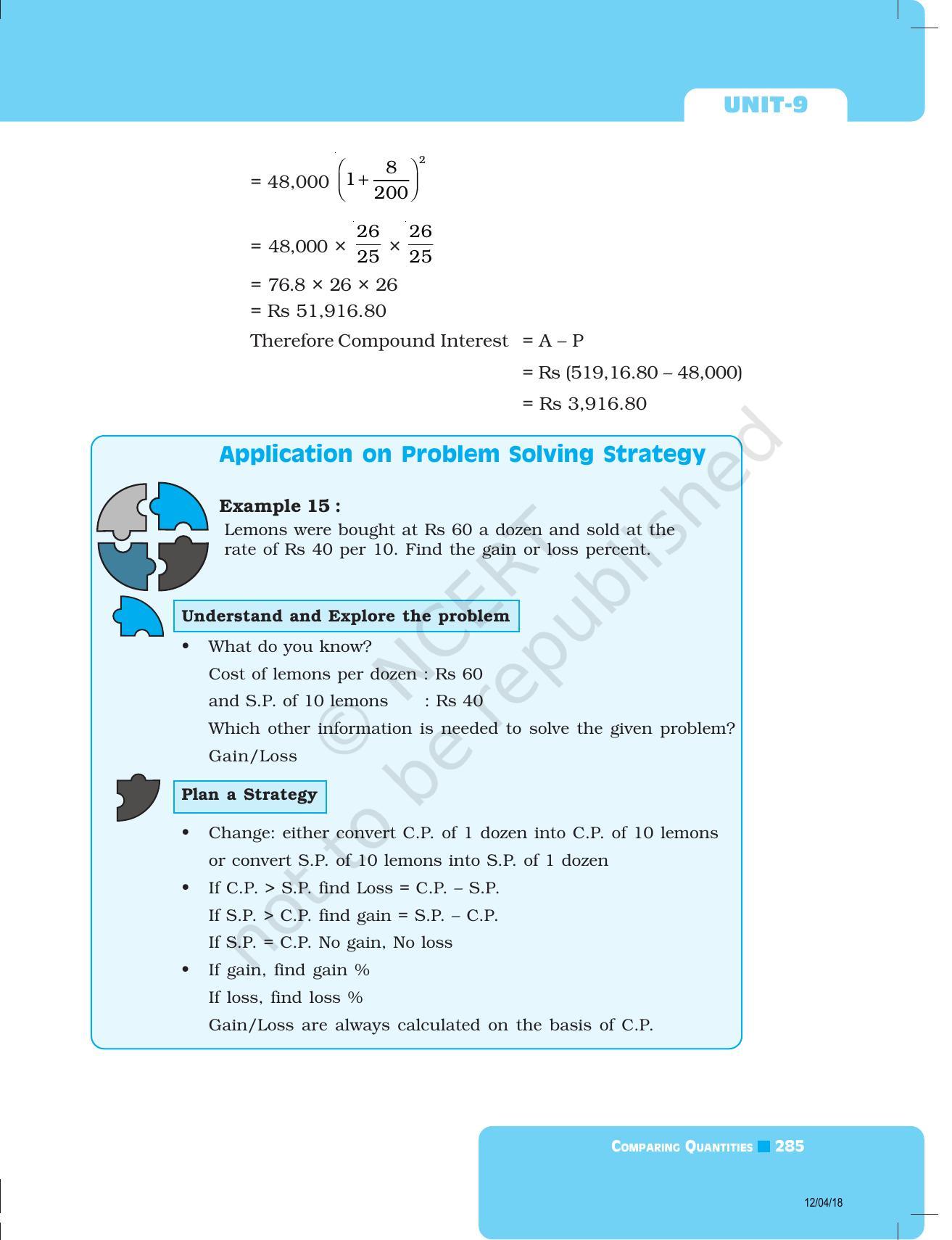 NCERT Exemplar Book for Class 8 Maths: Chapter 9- Comparing Quantities - Page 5