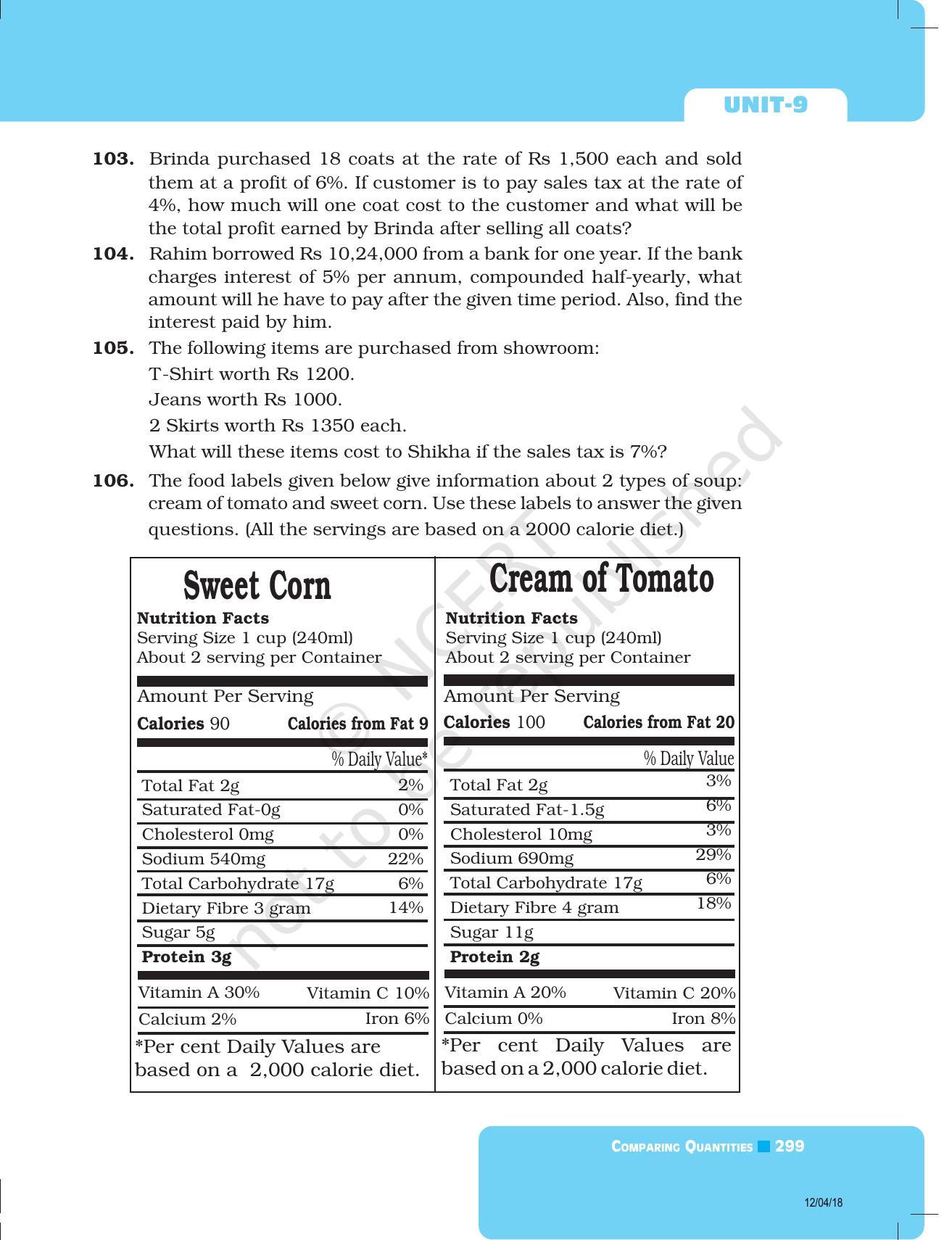 NCERT Exemplar Book for Class 8 Maths: Chapter 9- Comparing Quantities - Page 19