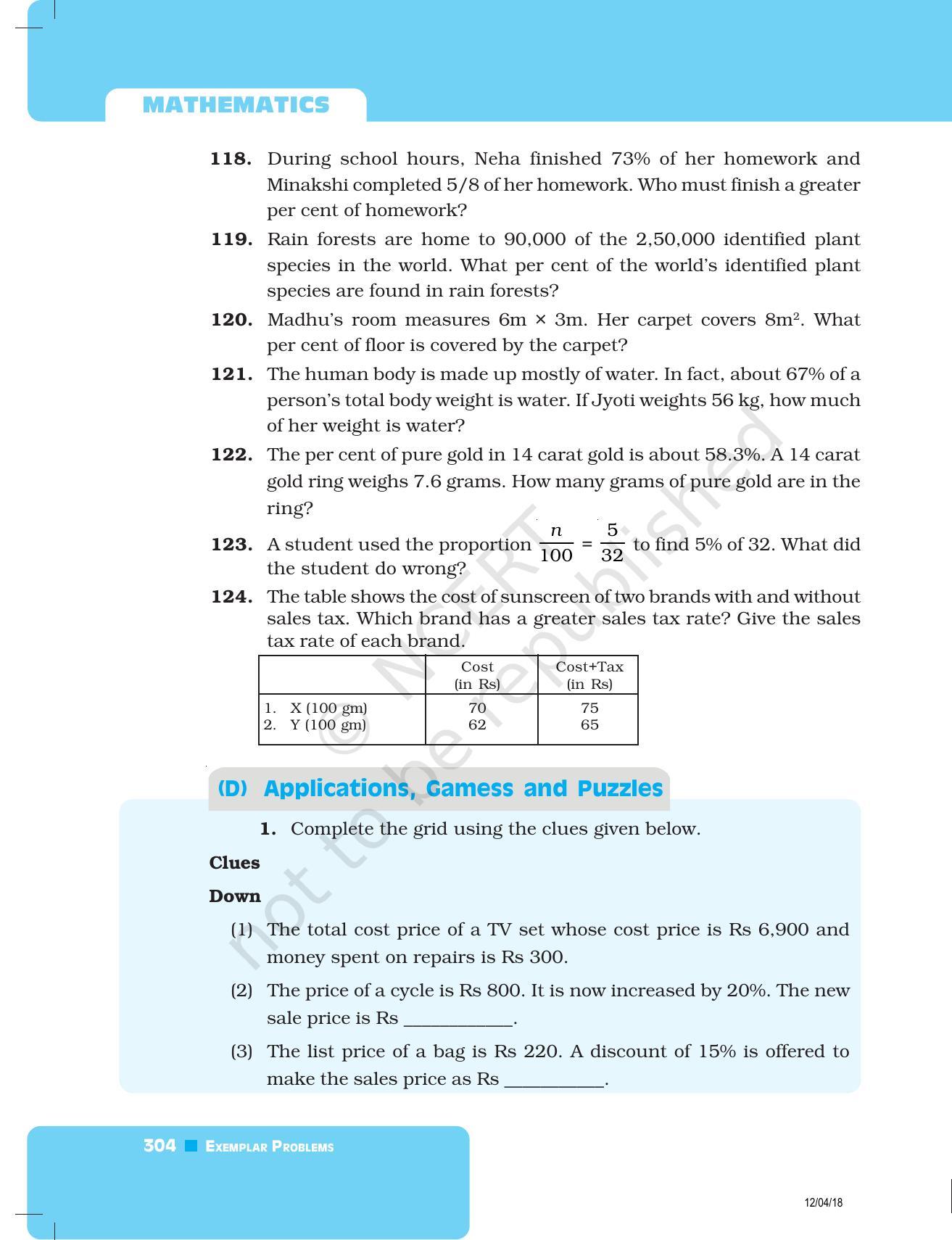 NCERT Exemplar Book for Class 8 Maths: Chapter 9- Comparing Quantities - Page 24