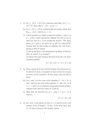 ISI Admission Test JRF in Quantitative Economics (QEA) 2024 Sample Paper