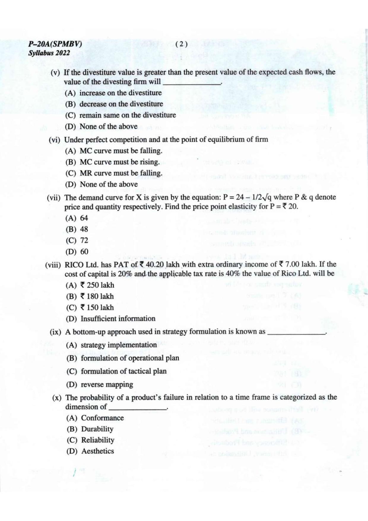 ICMAI Final December 2023 Question Paper - Strategic Performance Management And Business Valuation - Page 2