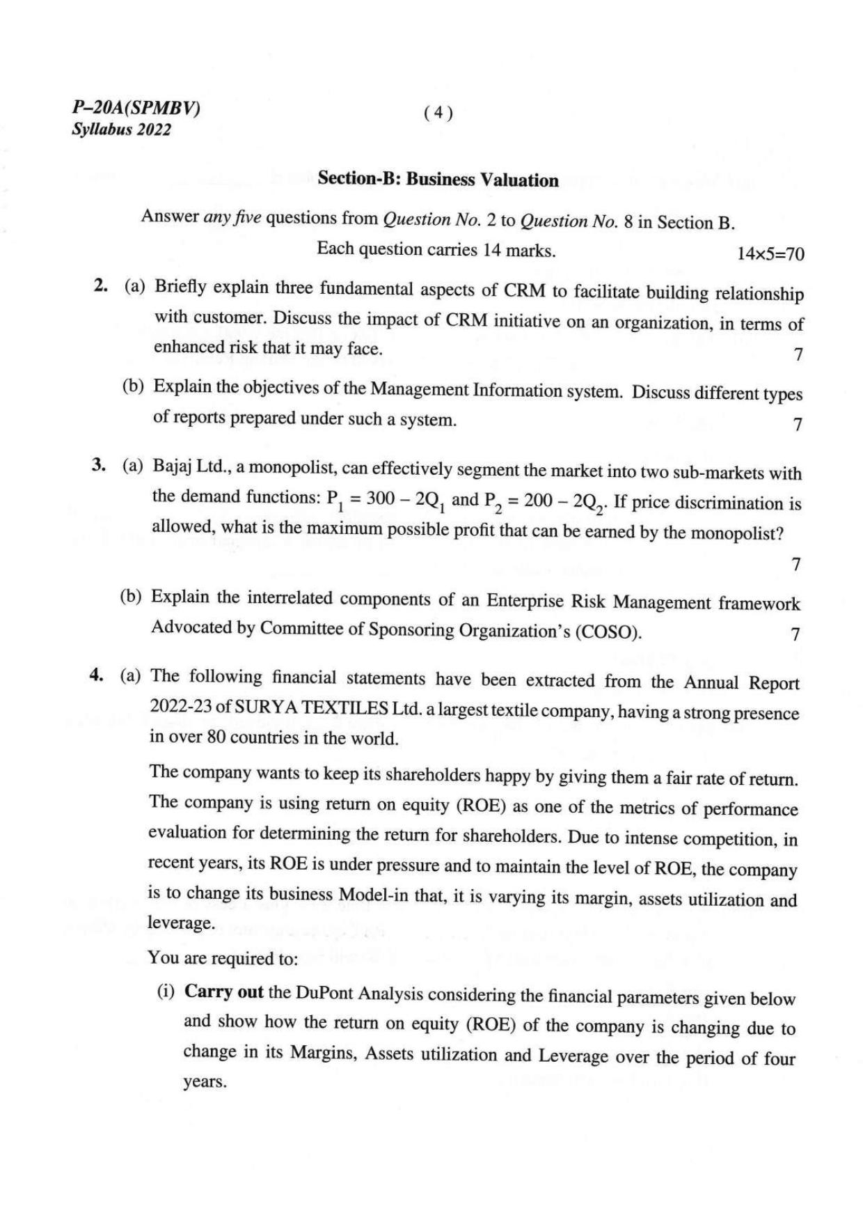 ICMAI Final December 2023 Question Paper - Strategic Performance Management And Business Valuation - Page 4