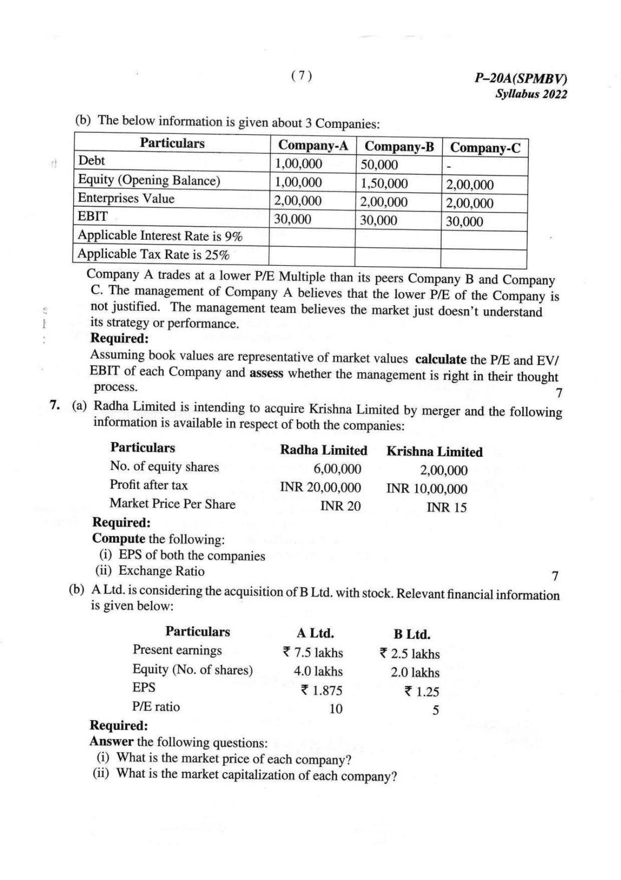 ICMAI Final December 2023 Question Paper - Strategic Performance Management And Business Valuation - Page 7