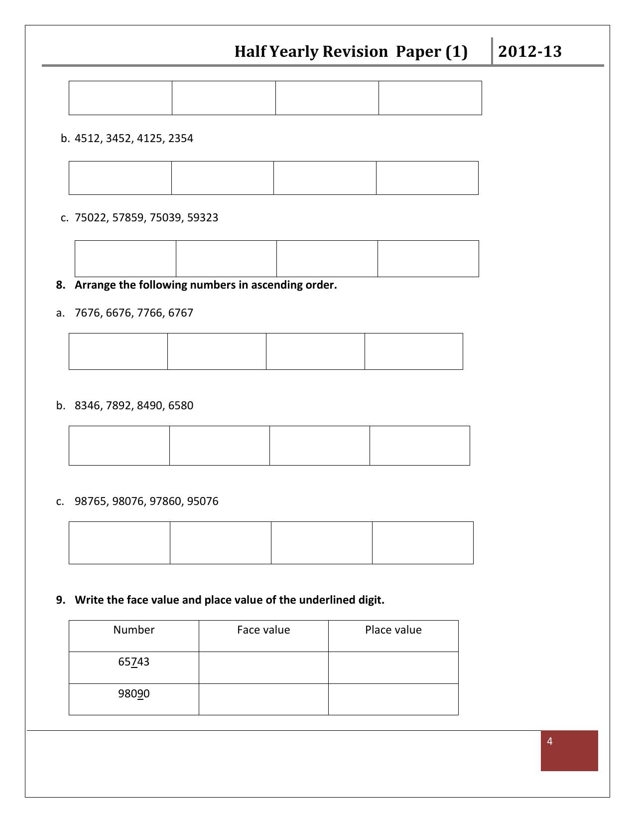 Worksheet for Class 3 Mathematics Assignment 20 - Page 4