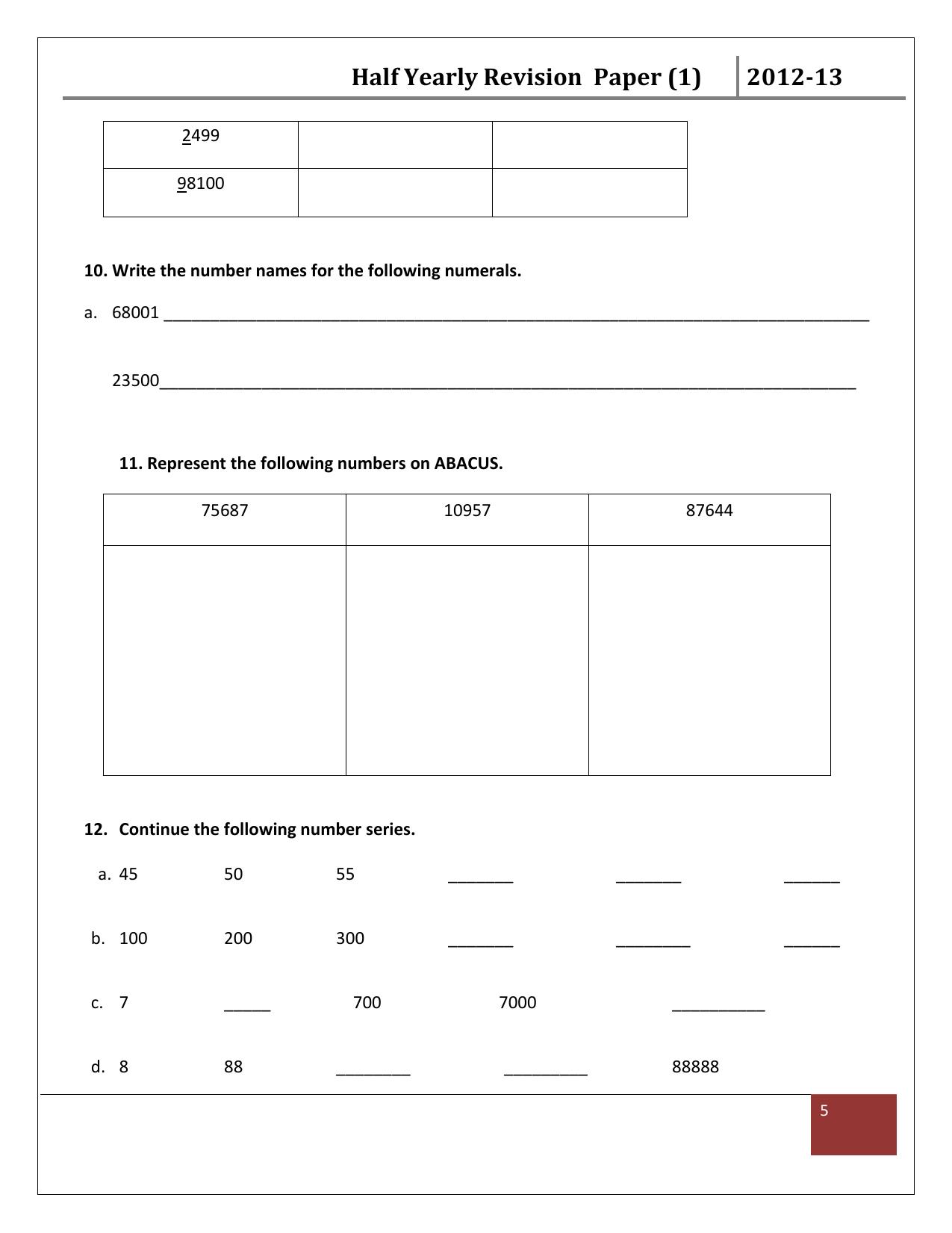 Worksheet for Class 3 Mathematics Assignment 20 - Page 5