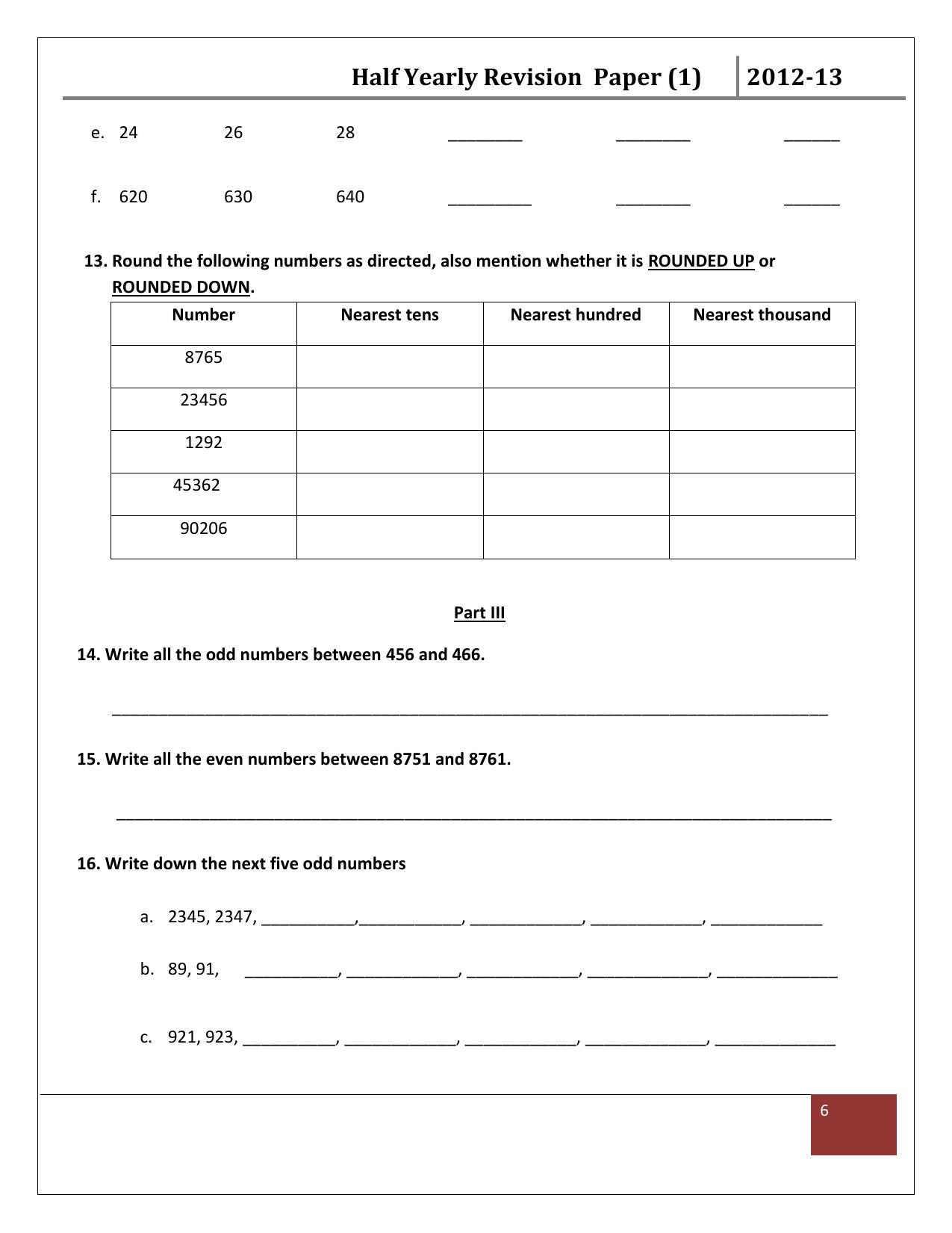 Worksheet for Class 3 Mathematics Assignment 20 - Page 6