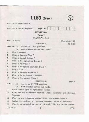 AP Inter 1st Year Taxation-I (New) May-2019-Vocational Question Paper