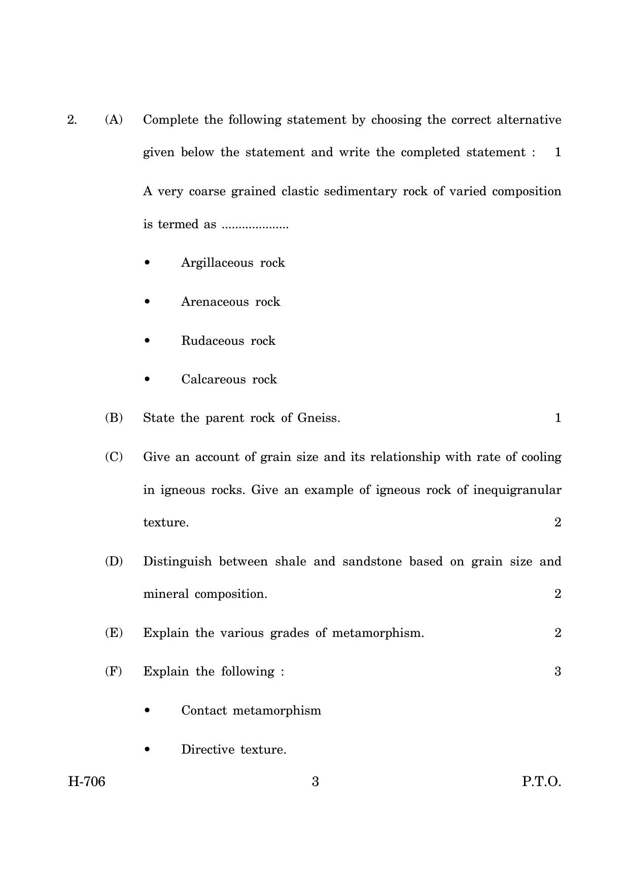 Goa Board Class 12 Geology   (March 2019) Question Paper - Page 3