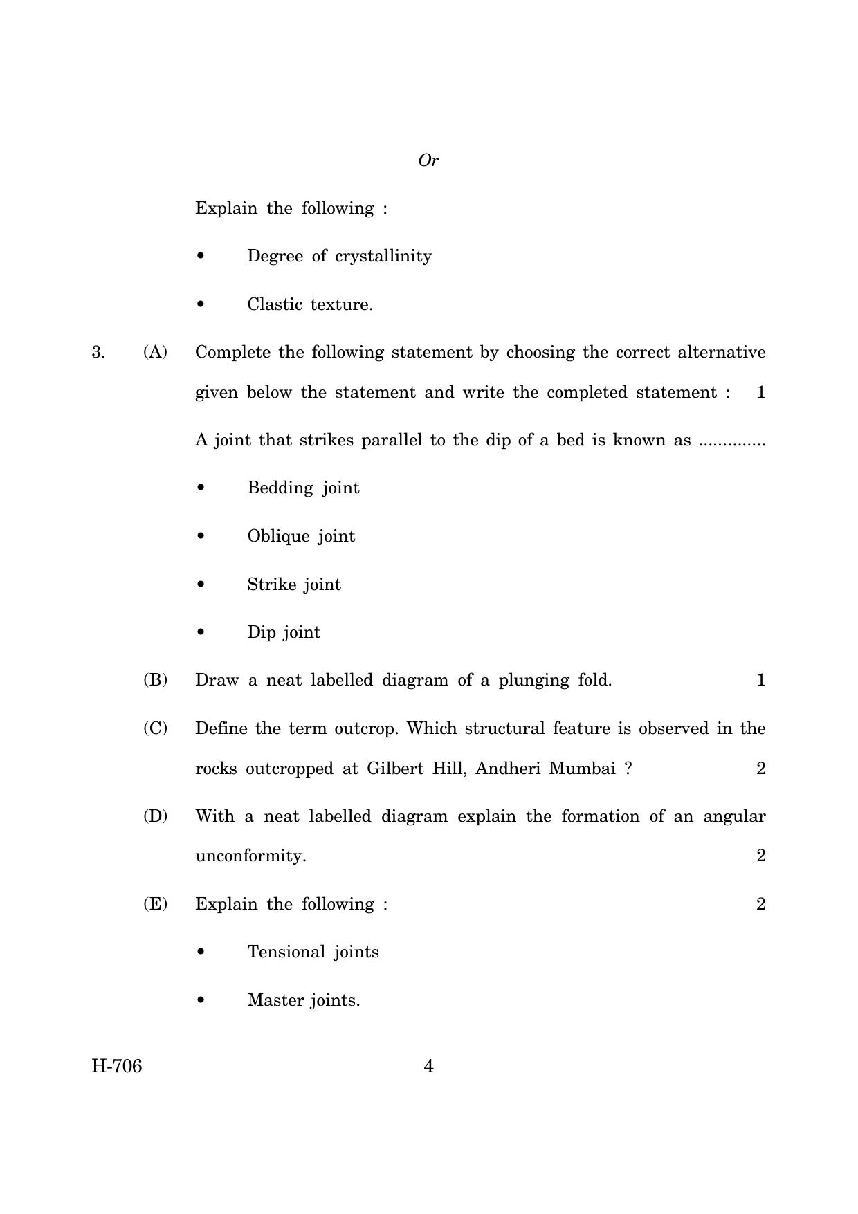 Goa Board Class 12 Geology   (March 2019) Question Paper - Page 4