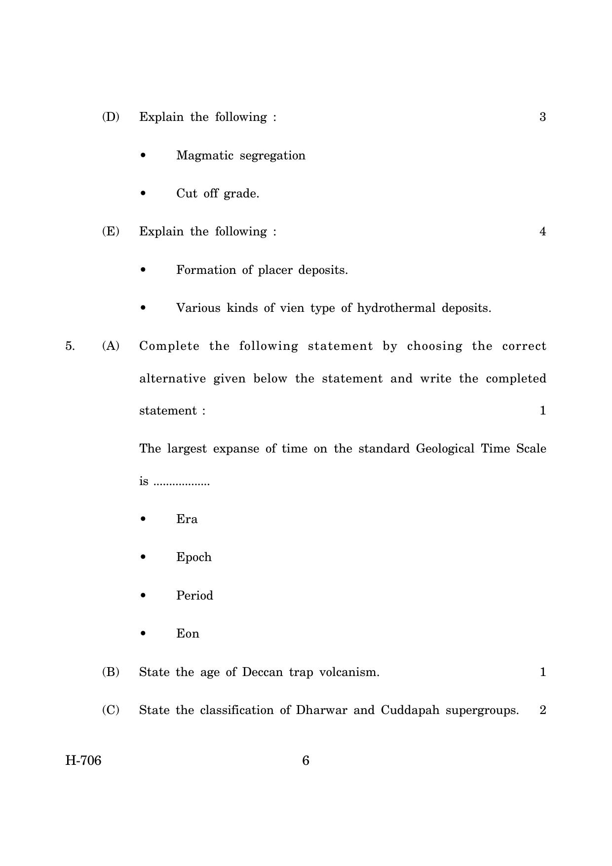 Goa Board Class 12 Geology   (March 2019) Question Paper - Page 6