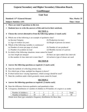 Gujarat Board Class 12th Question Paper 2020: (STD-11- આકડાશાસ્ત્ર (અંગ્રેજી)