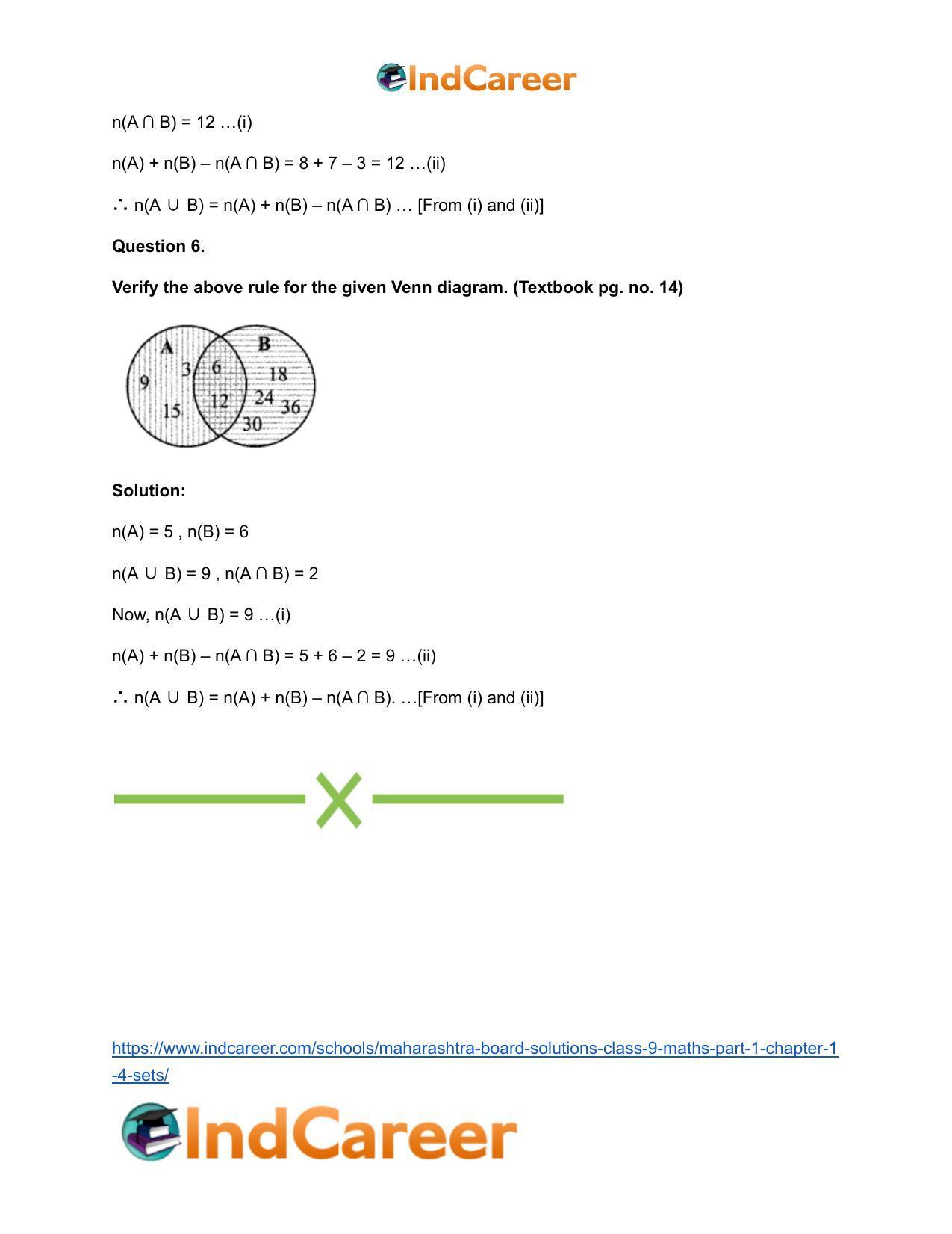 Maharashtra Board Solutions Class 9-Maths (Part 1): Chapter 1.4- Sets - Page 13