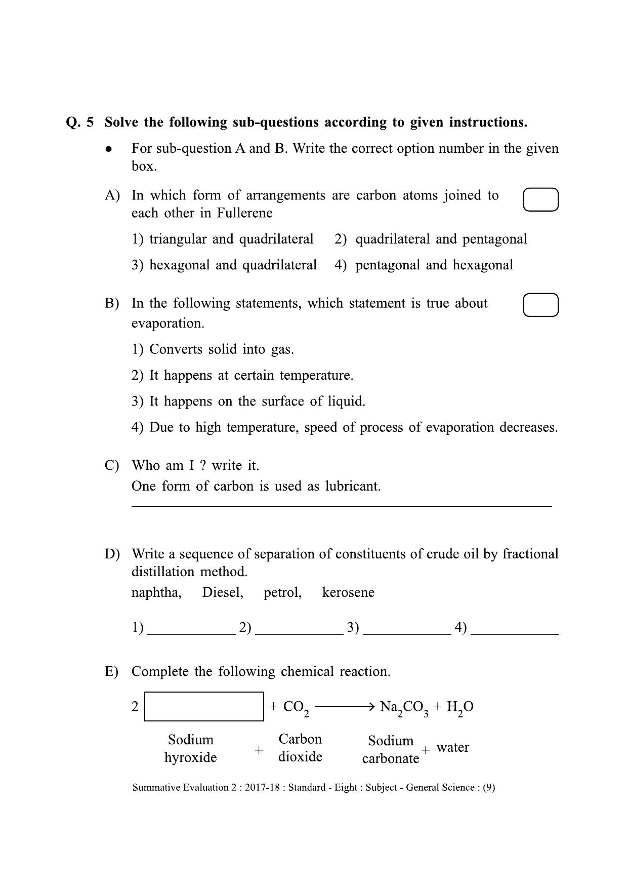 Maharashtra Board Class 8 Science (English Medium) विज्ञान - इंग्रजी माध्यम Sample Question Paper - Page 9