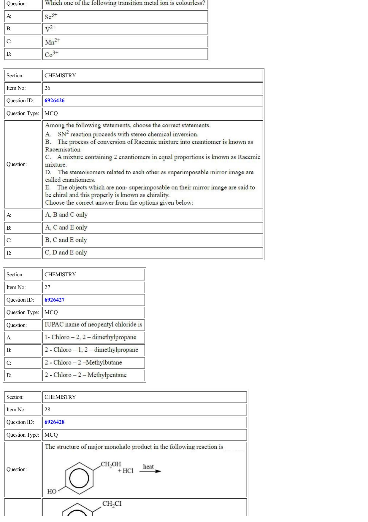 CUET 2022 Question Paper of Chemistry - Page 8