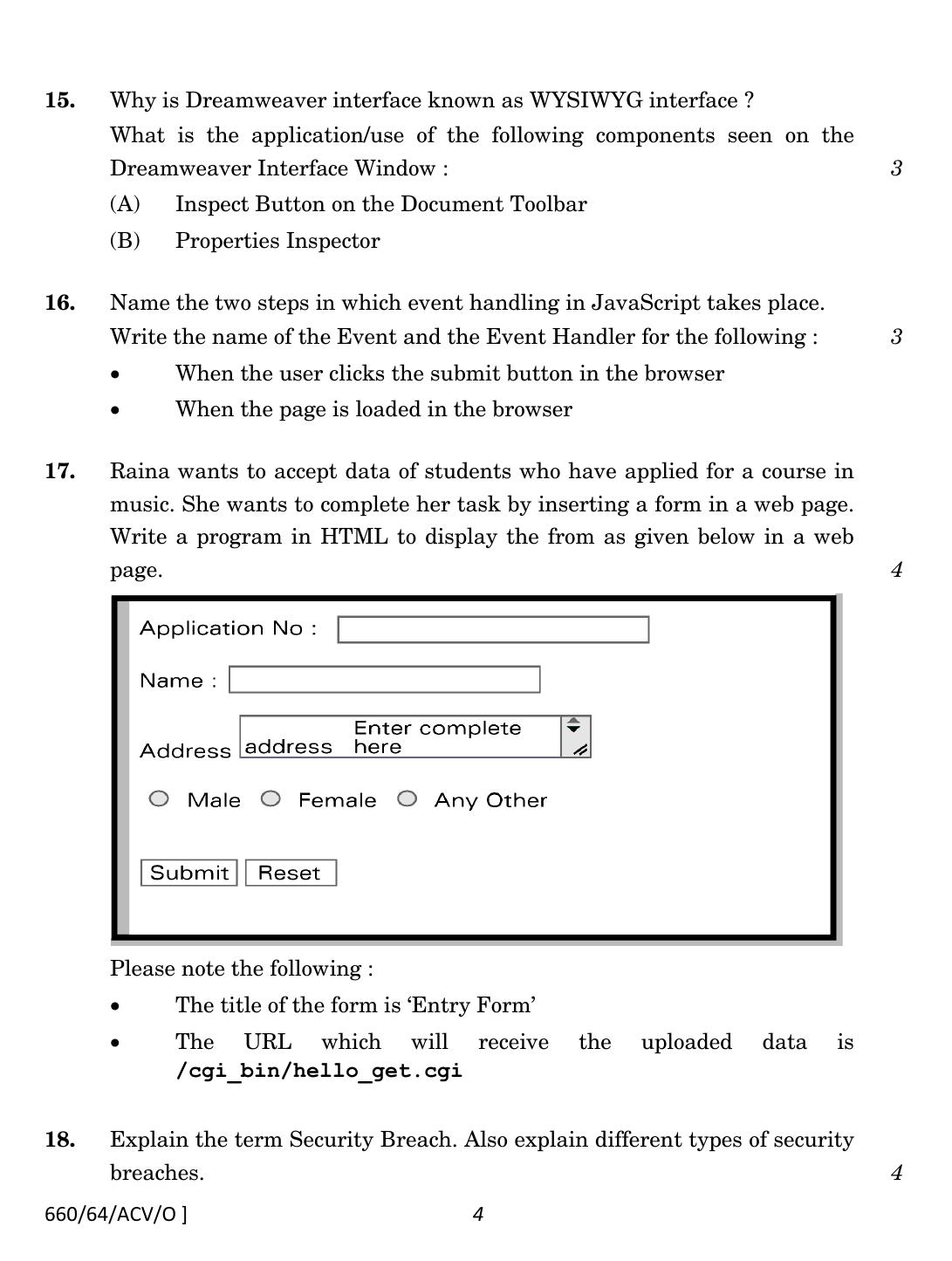 NIOS October 2022 Class 12 Web Development Question Paper - Page 4