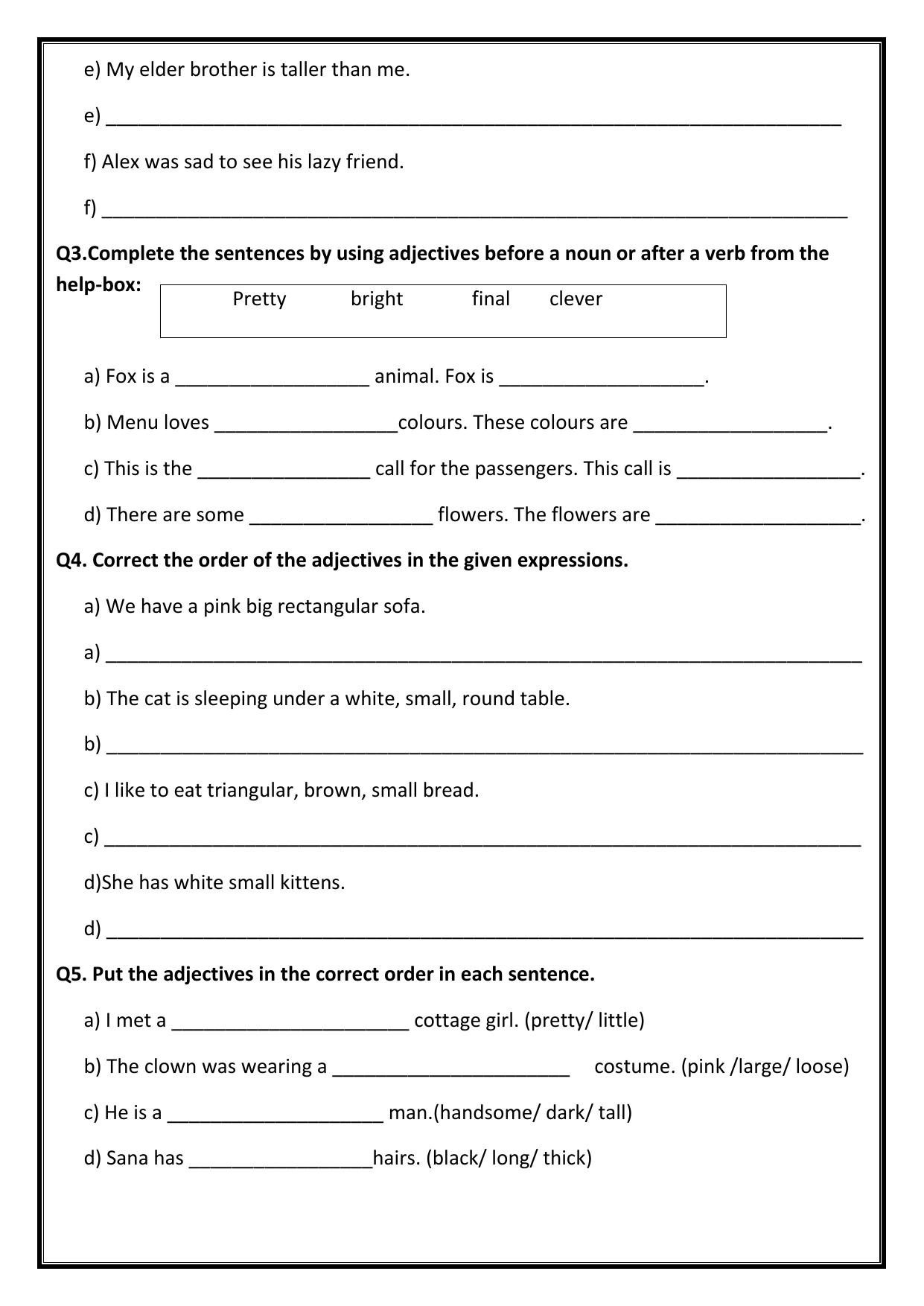 Worksheet for Class 4 English Assignment 32 - Page 2