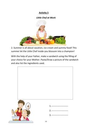 Worksheet for Class 1 EVS Assignment 17 Little Chef at Work