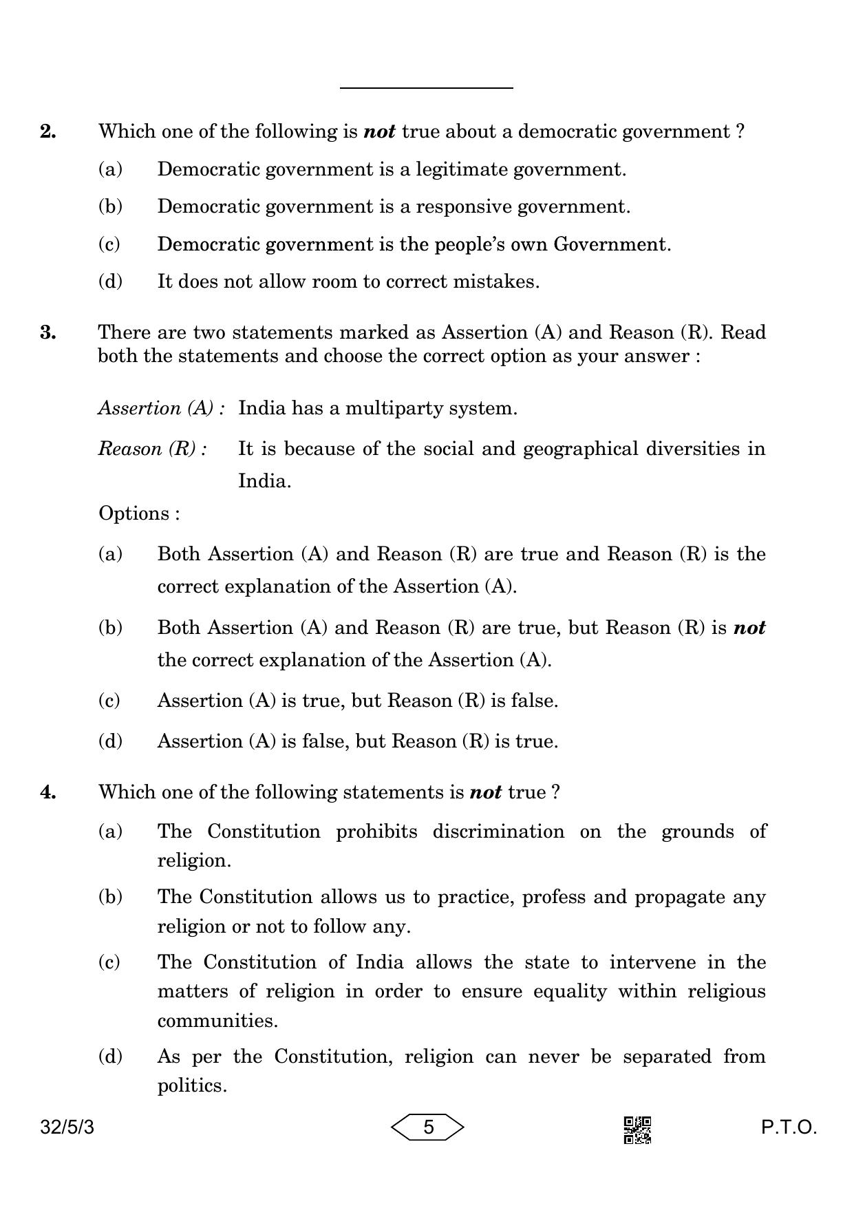 CBSE Class 10 32-5-3 Social Science 2023 Question Paper - Page 5