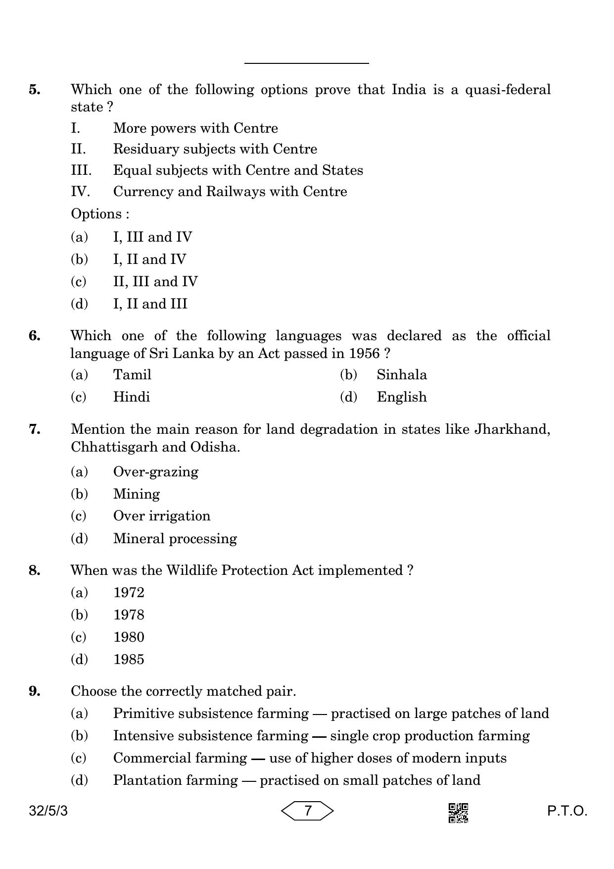 CBSE Class 10 32-5-3 Social Science 2023 Question Paper - Page 7