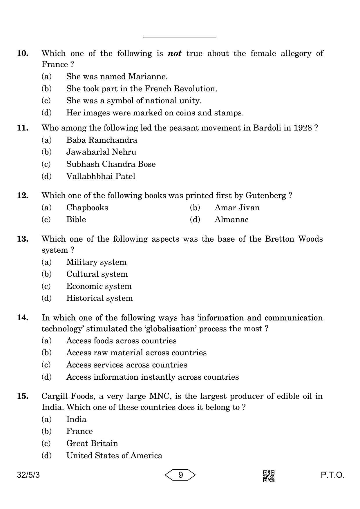 CBSE Class 10 32-5-3 Social Science 2023 Question Paper - Page 9