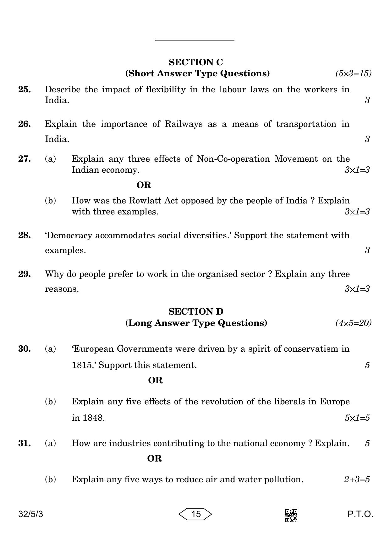 CBSE Class 10 32-5-3 Social Science 2023 Question Paper - Page 15