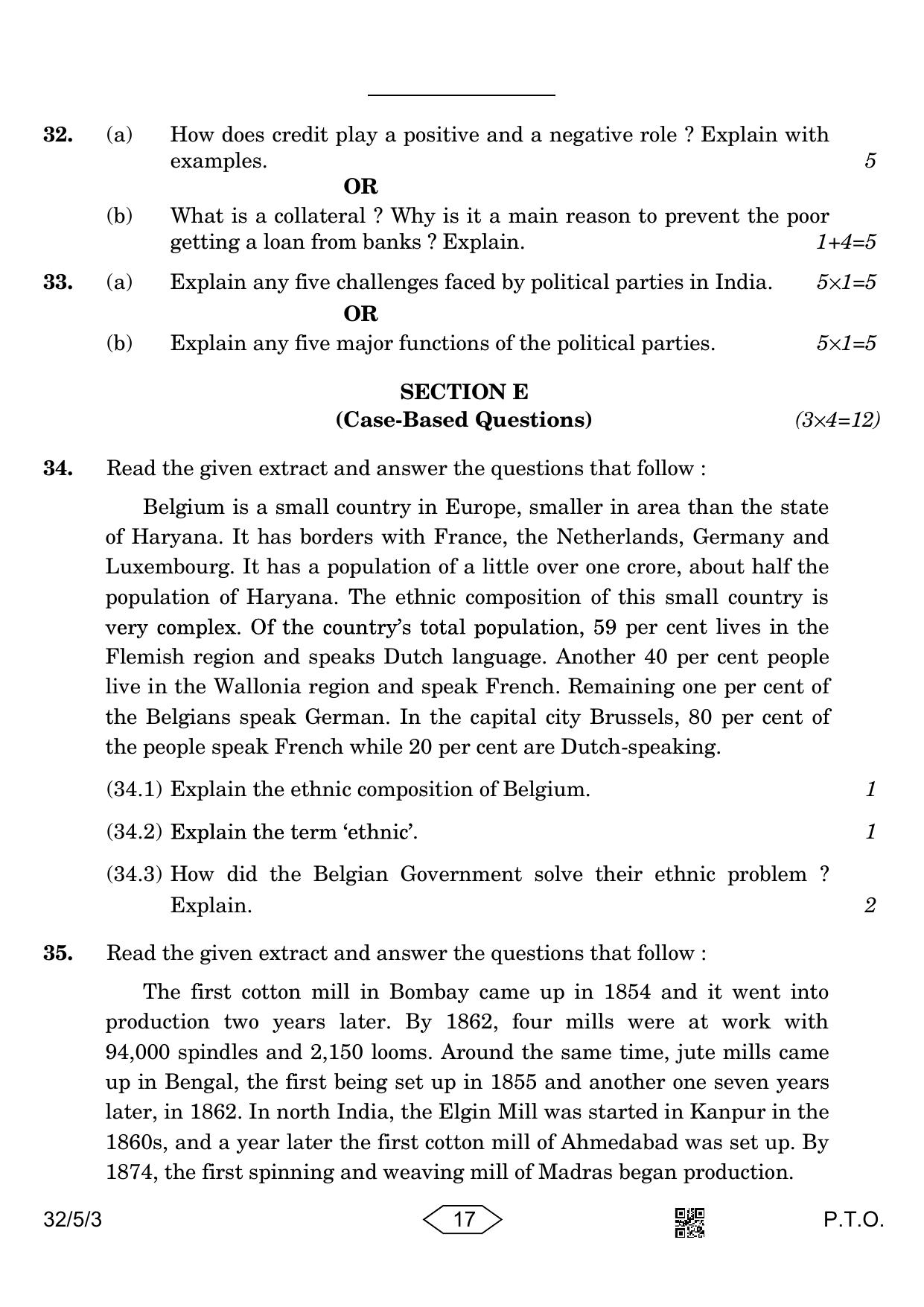 CBSE Class 10 32-5-3 Social Science 2023 Question Paper - Page 17