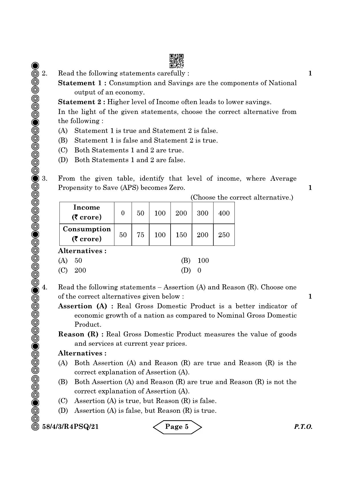 CBSE Class 12 58-4-3 Economics 2024 Question Paper - Page 5