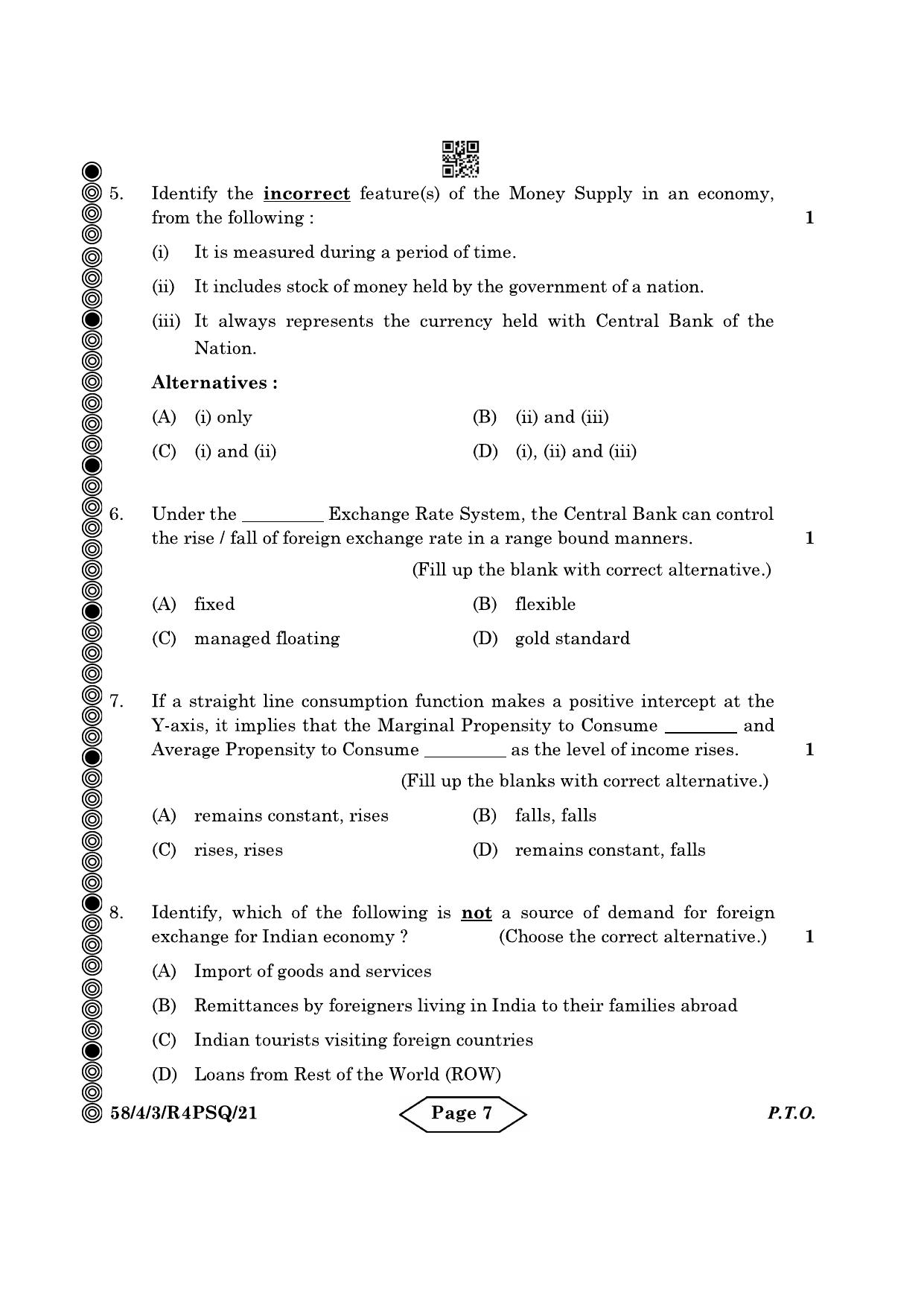 CBSE Class 12 58-4-3 Economics 2024 Question Paper - Page 7