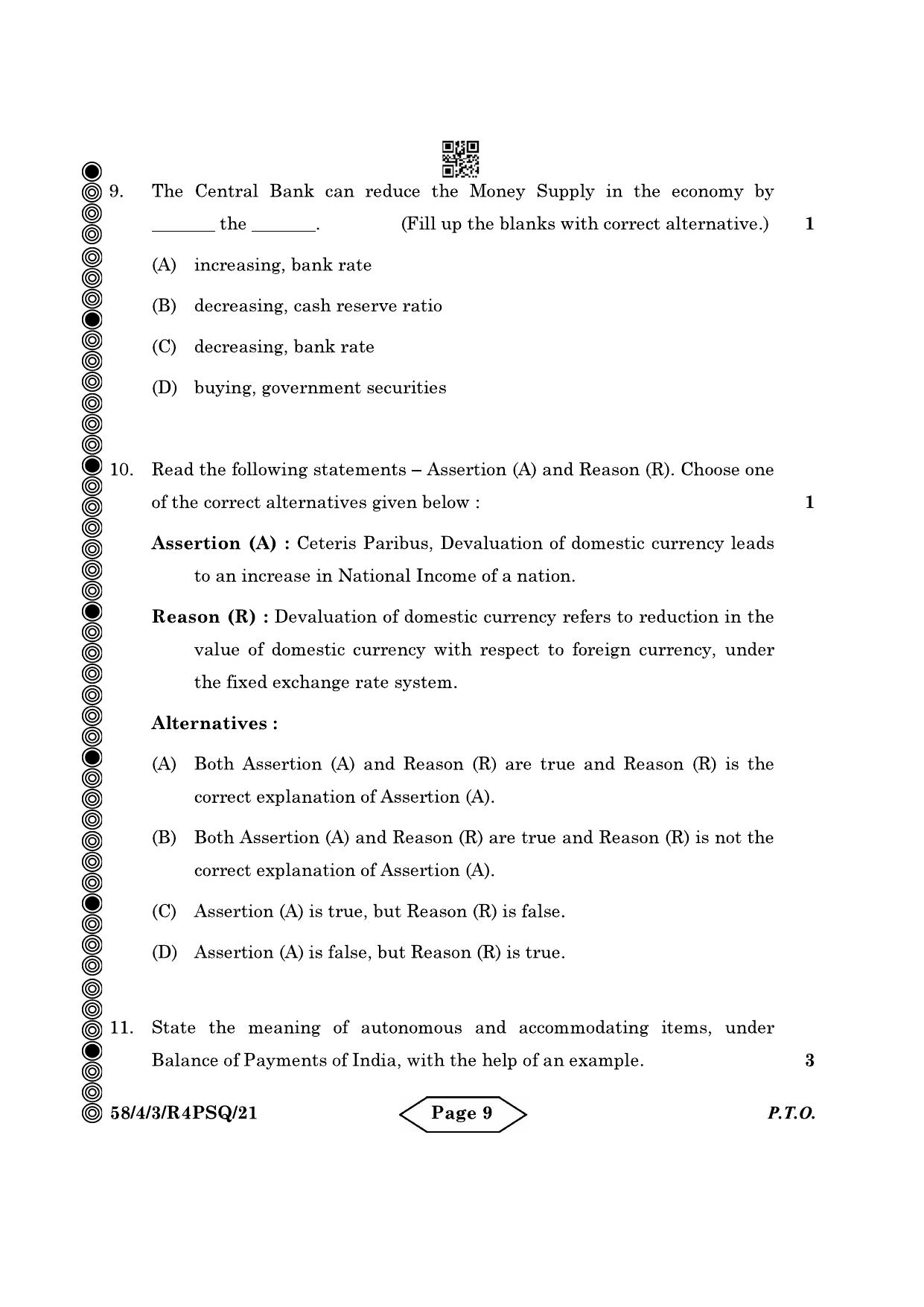 CBSE Class 12 58-4-3 Economics 2024 Question Paper - Page 9