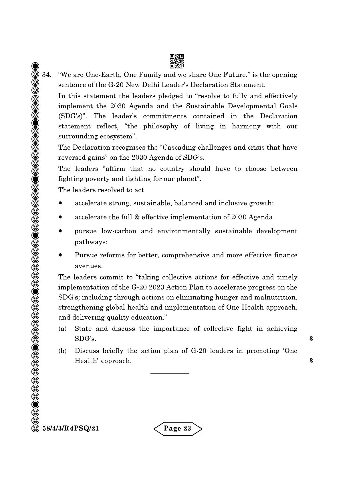 CBSE Class 12 58-4-3 Economics 2024 Question Paper - Page 23