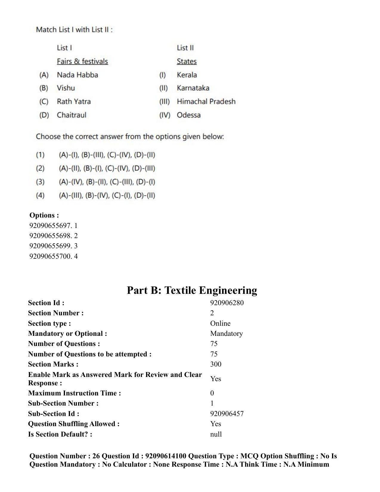 CUET PG 2023: MTQP12 – Textile Engineering(Eng)-Shift 2 (12-06-2023) Question Paper - Page 28