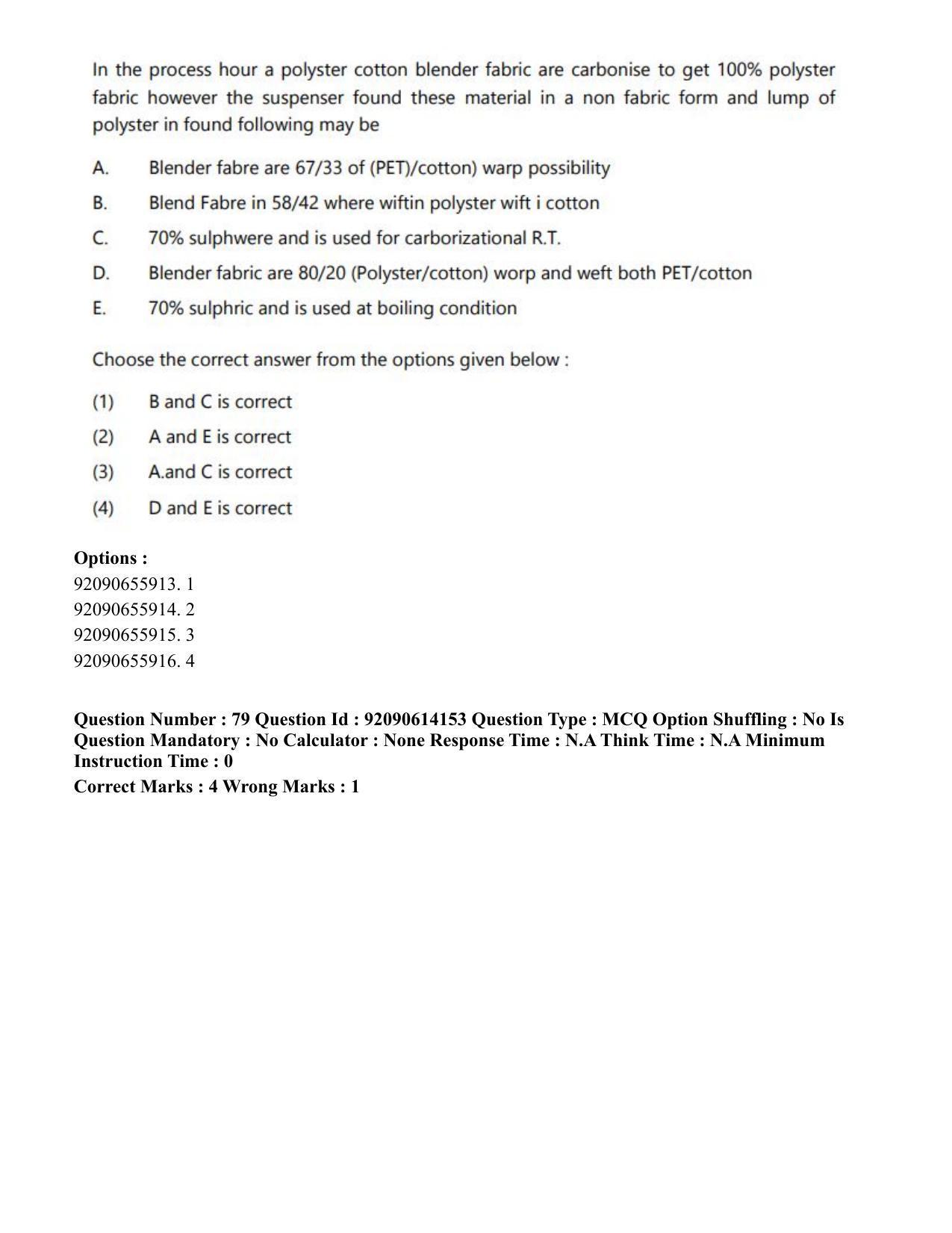 CUET PG 2023: MTQP12 – Textile Engineering(Eng)-Shift 2 (12-06-2023) Question Paper - Page 82