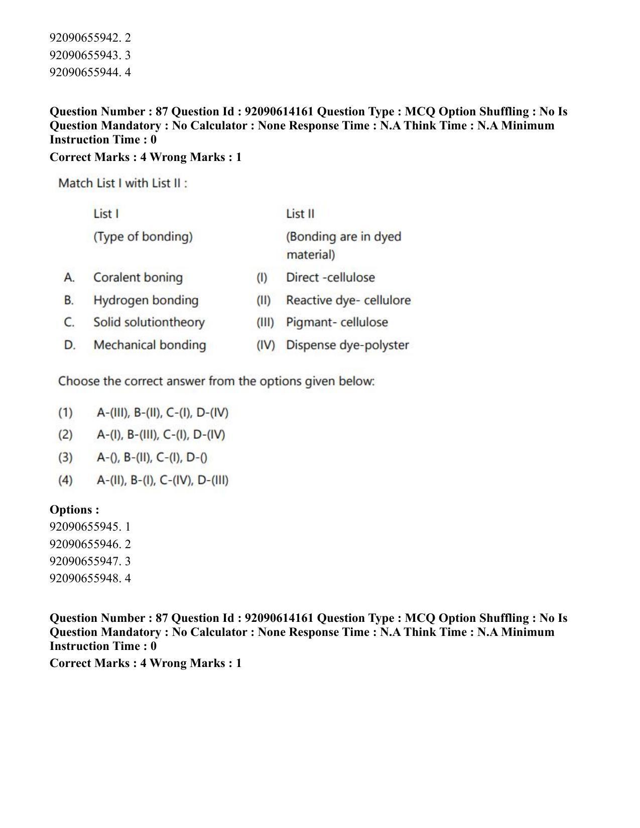 CUET PG 2023: MTQP12 – Textile Engineering(Eng)-Shift 2 (12-06-2023) Question Paper - Page 93