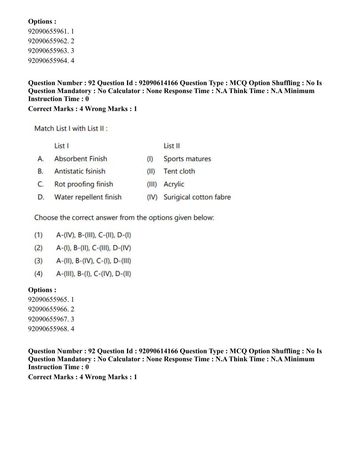 CUET PG 2023: MTQP12 – Textile Engineering(Eng)-Shift 2 (12-06-2023) Question Paper - Page 101