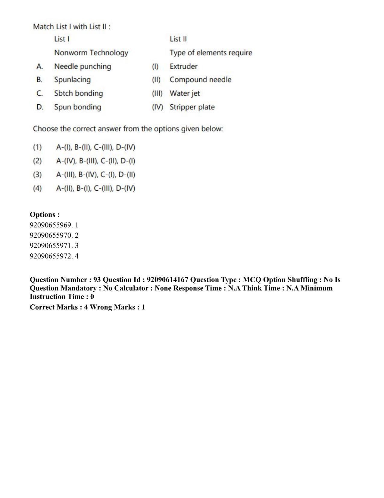 CUET PG 2023: MTQP12 – Textile Engineering(Eng)-Shift 2 (12-06-2023) Question Paper - Page 103
