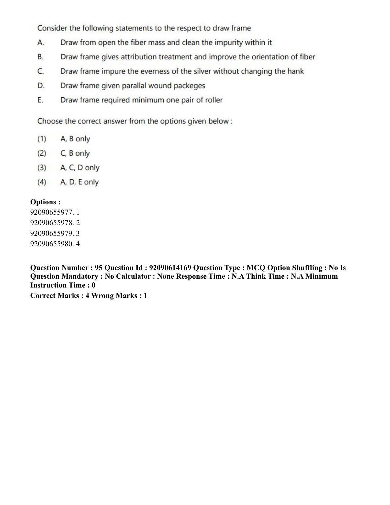 CUET PG 2023: MTQP12 – Textile Engineering(Eng)-Shift 2 (12-06-2023) Question Paper - Page 107