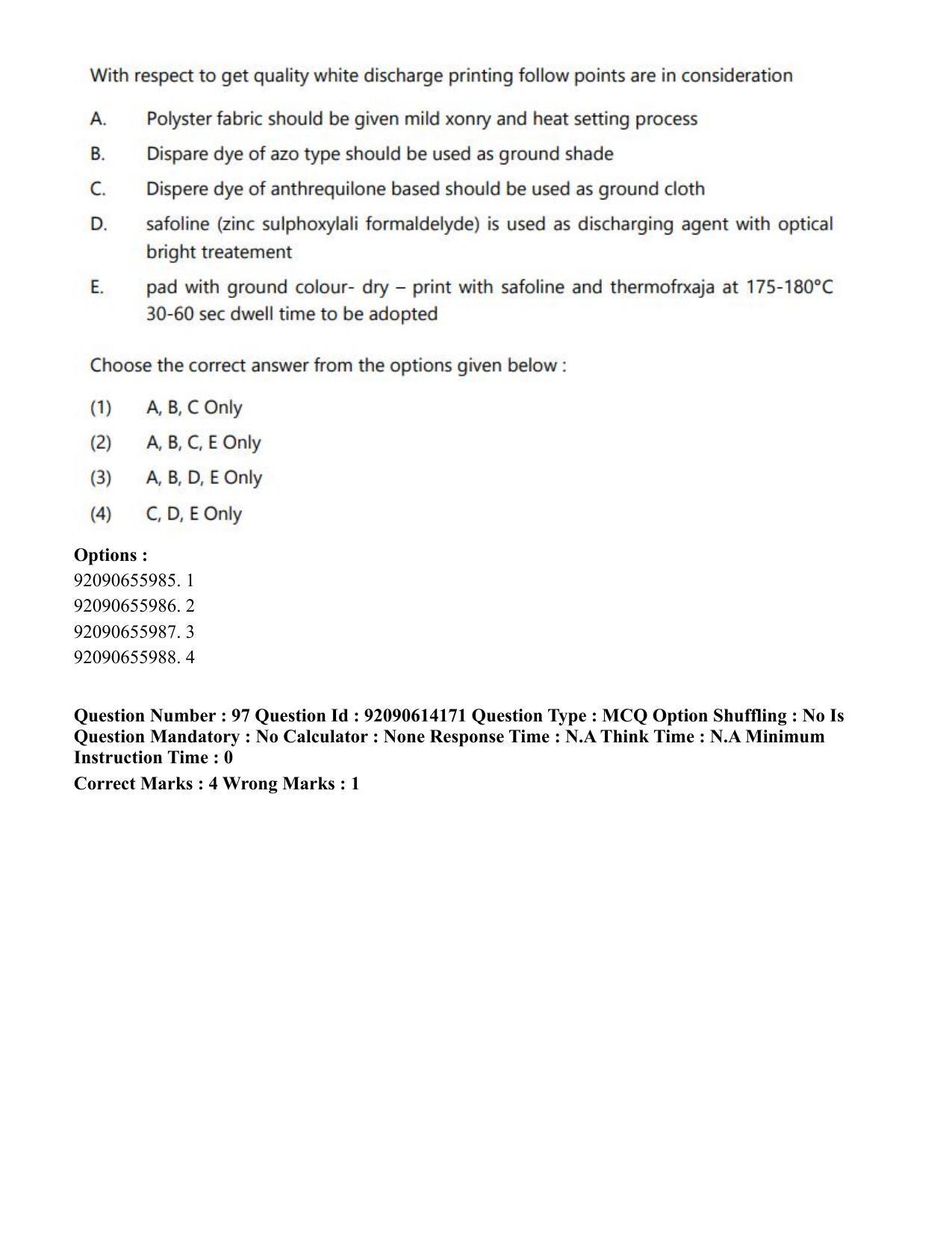 CUET PG 2023: MTQP12 – Textile Engineering(Eng)-Shift 2 (12-06-2023) Question Paper - Page 111