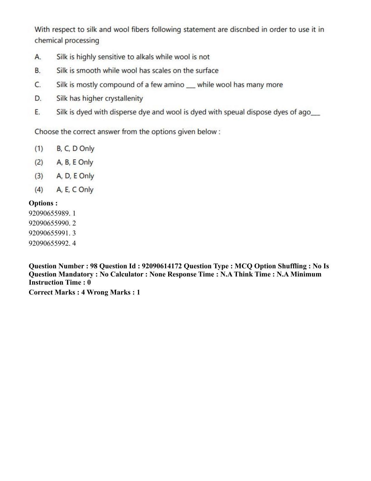 CUET PG 2023: MTQP12 – Textile Engineering(Eng)-Shift 2 (12-06-2023) Question Paper - Page 113