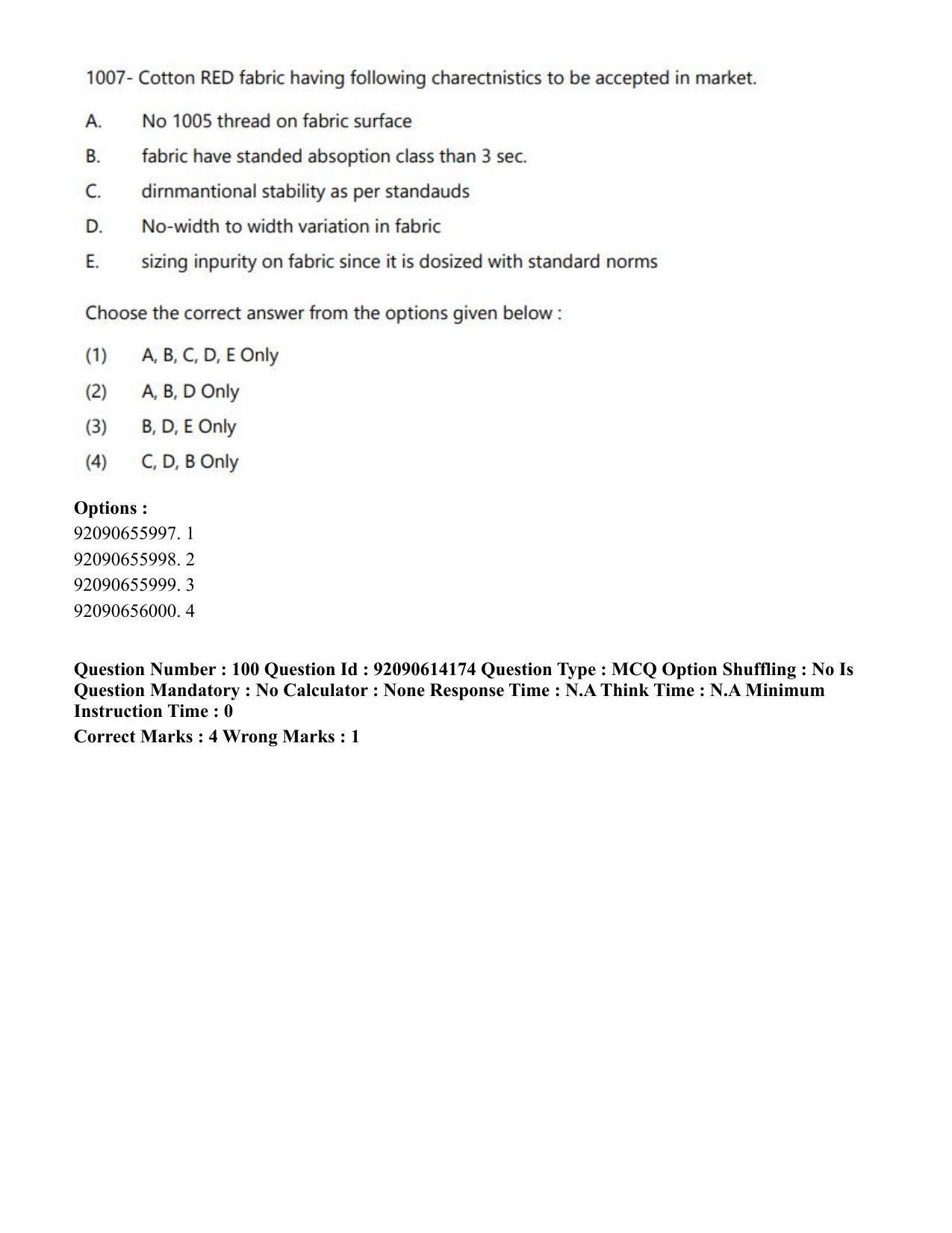 CUET PG 2023: MTQP12 – Textile Engineering(Eng)-Shift 2 (12-06-2023) Question Paper - Page 117
