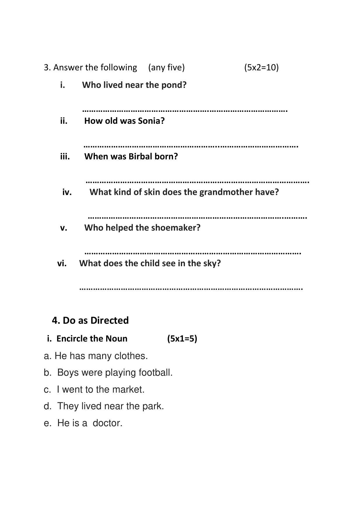 PSEB Class 5 English (DA Students) Model Papers - Page 2