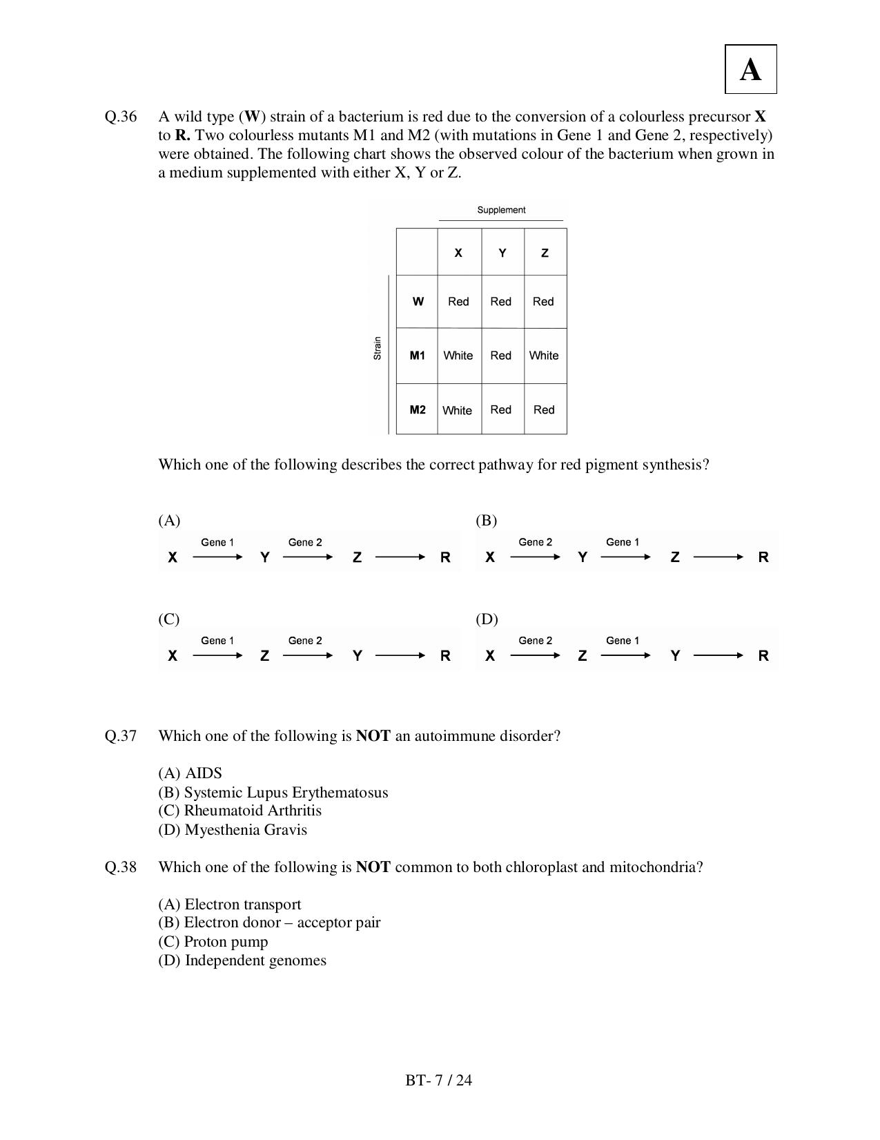 JAM 2011: BT Question Paper - Page 9