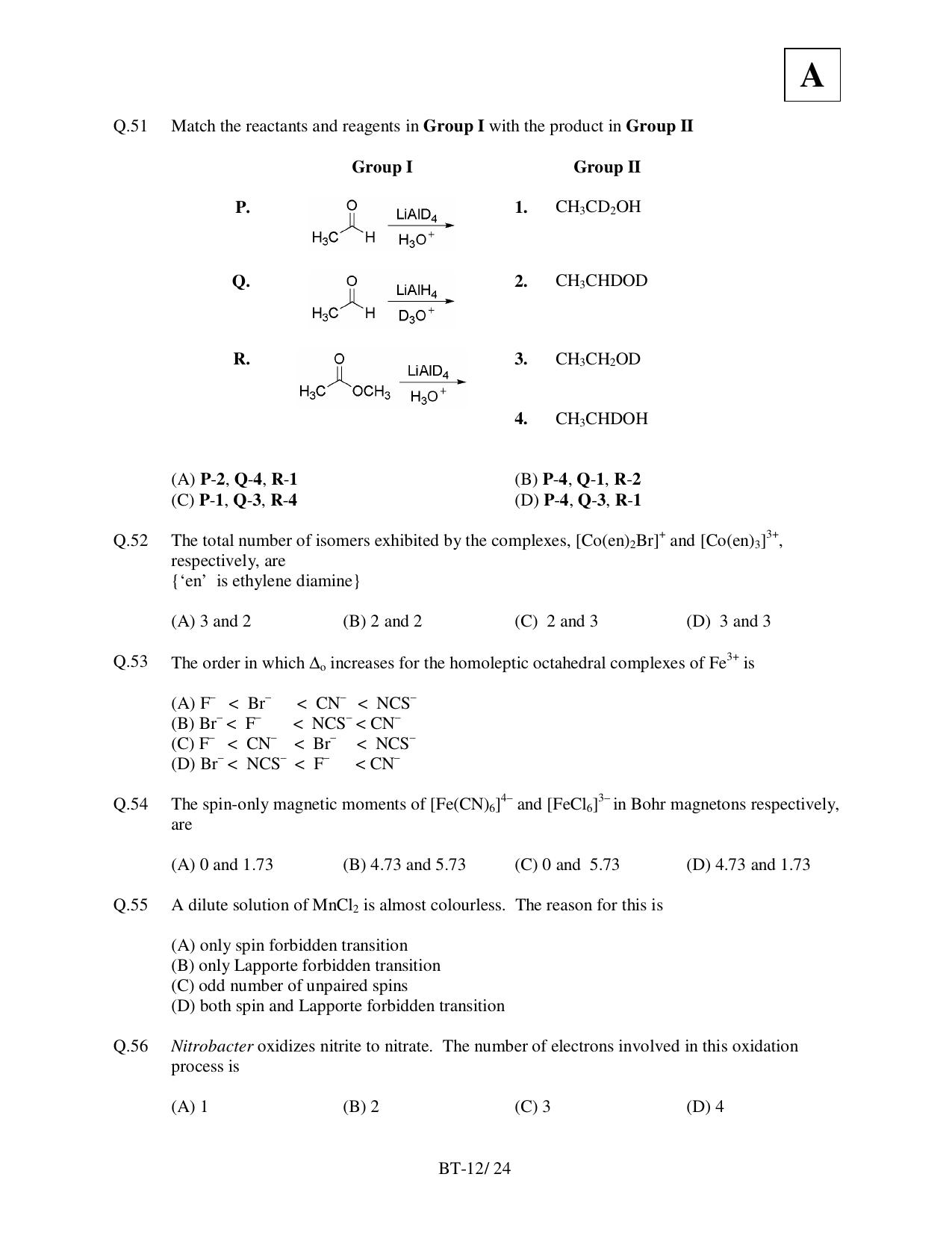 JAM 2011: BT Question Paper - Page 14