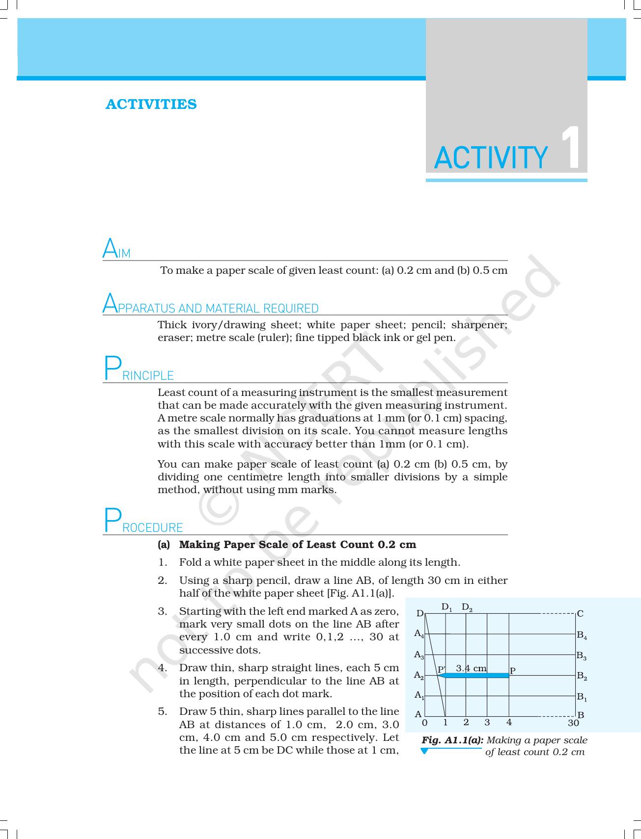 NCERT Laboratory Manuals for Class XI Physics - Activities (1 to 5) - Page 1